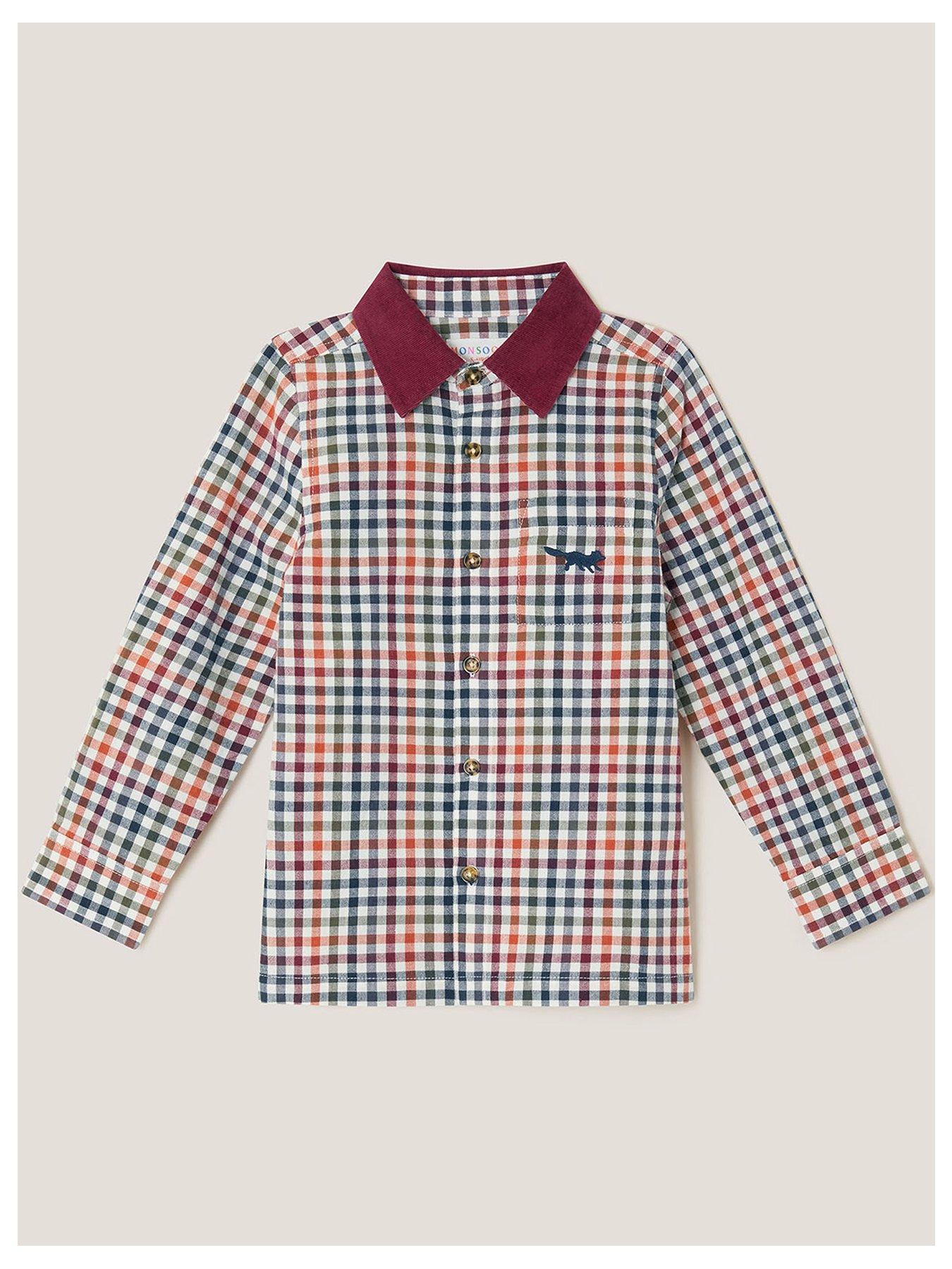 Image 1 of 3 of Monsoon Boys Gingham Check Flannel Shirt - Brown