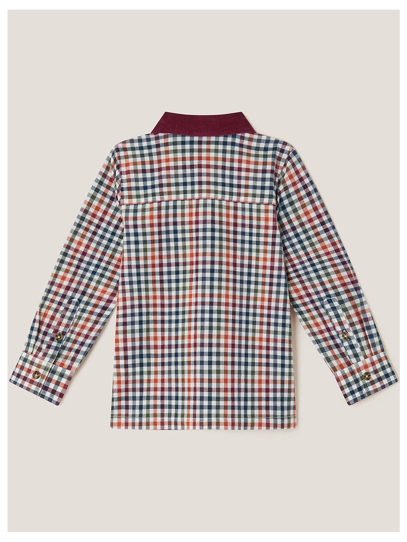 Image 2 of 3 of Monsoon Boys Gingham Check Flannel Shirt - Brown