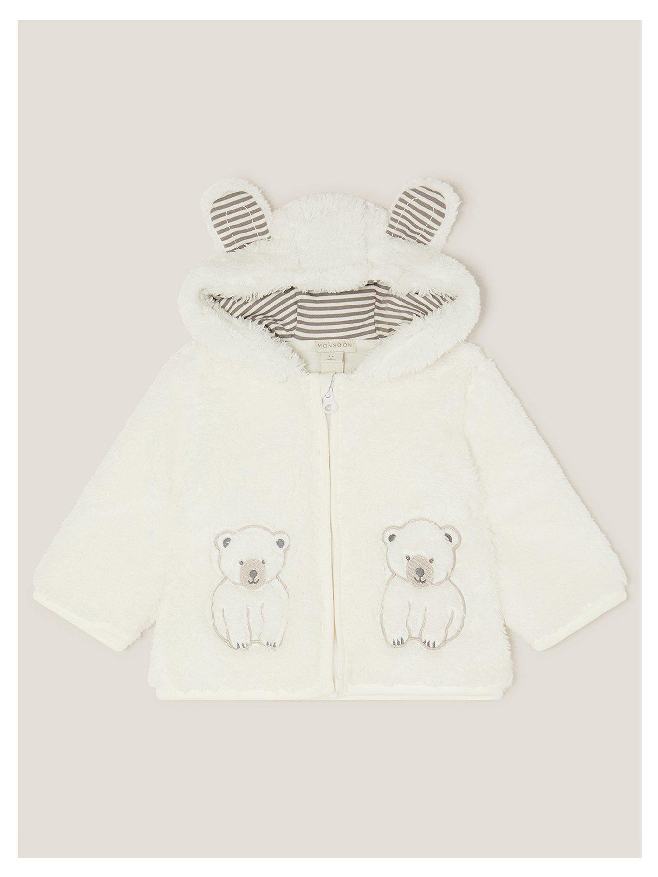 Monsoon Baby Unisex Polar Bear Fleece Hoodie - White