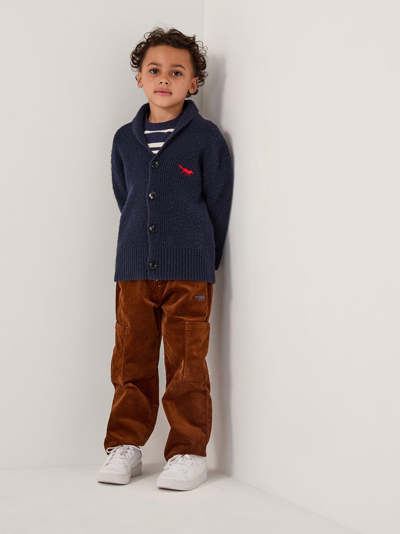 Monsoon Boys Plain Knitted Shawl Cardigan - Navy