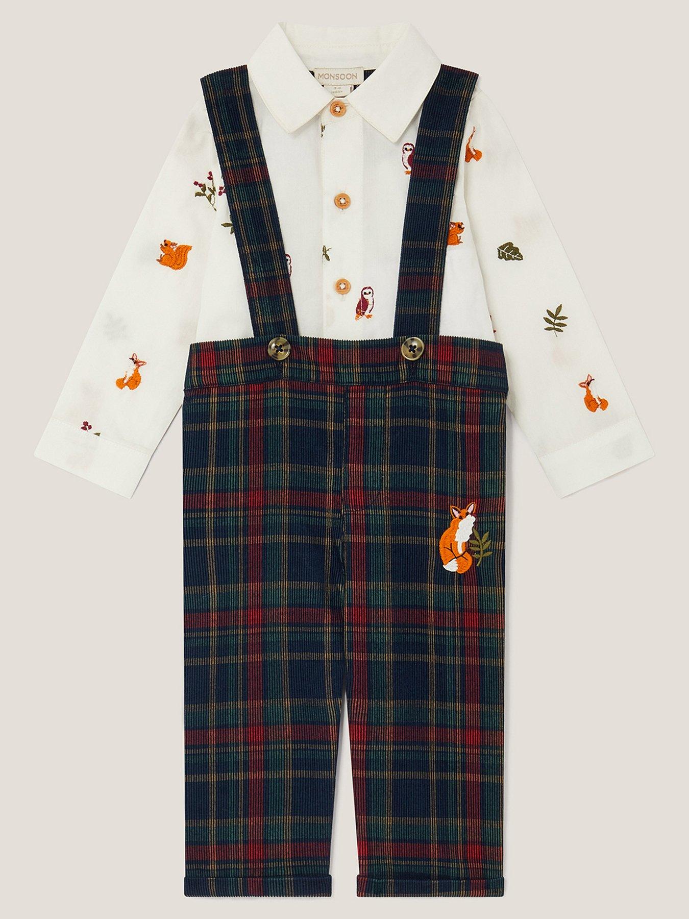 Monsoon Baby Boys Woodland Shirt And Trousers Set - Navy