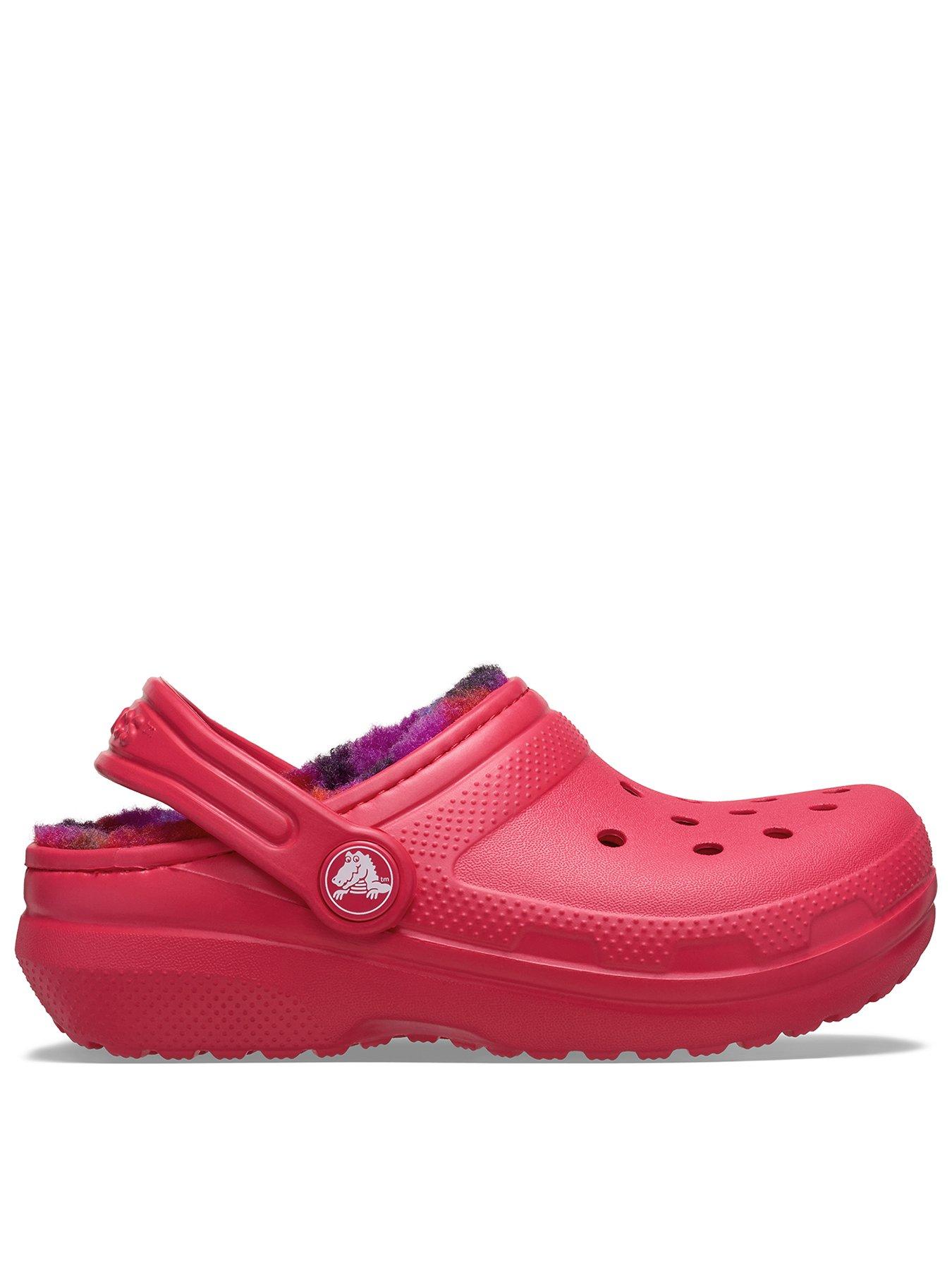 Image 1 of 6 of Crocs Classic Lined Bold Check Clog - Red