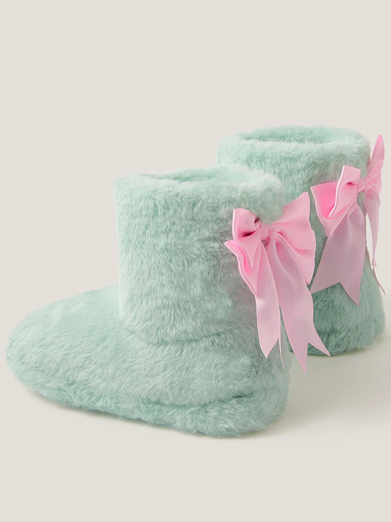 Monsoon Girls Bow Slipper Boots - Green