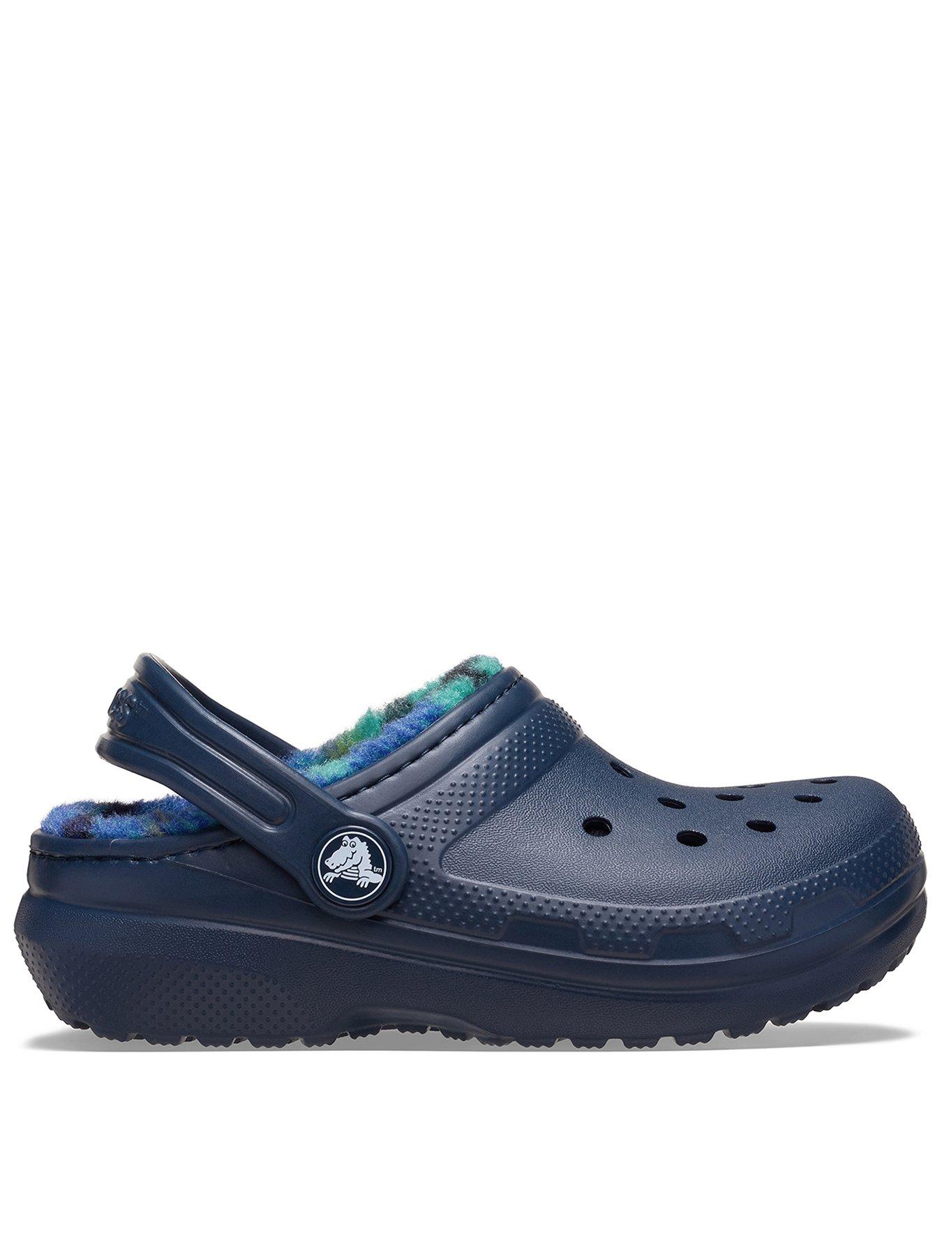Image 1 of 6 of Crocs Classic Lined Bold Check Clog - Blue