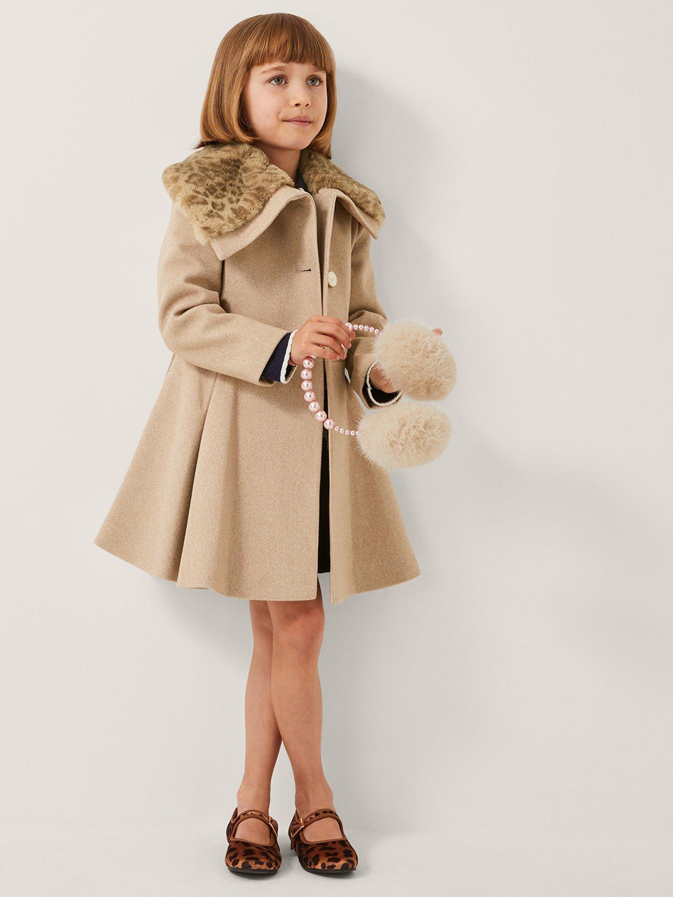 Image 1 of 4 of Monsoon Girls Leopard Coat - Beige