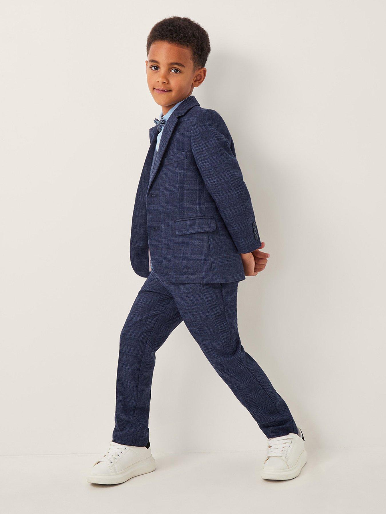 Monsoon Boys Oliver Check Smart Jacket - Navy