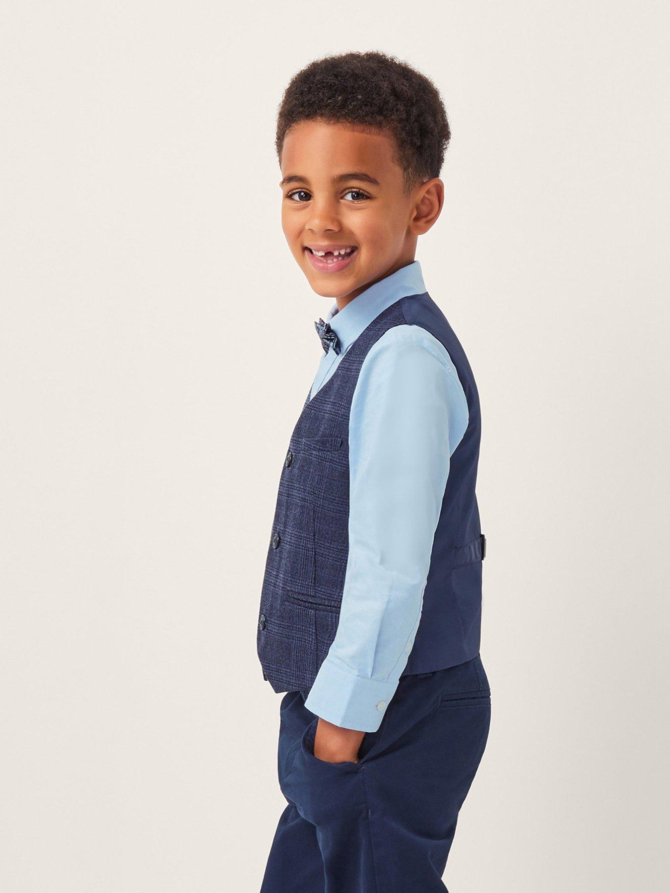 Monsoon Boys 3 Piece Oliver Check Suit Set - Navy