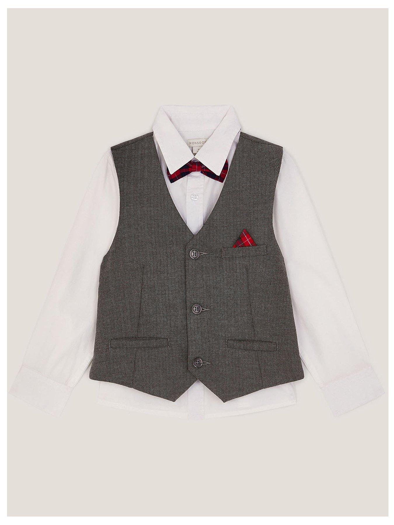 Monsoon Boys 3 Piece Waistcoat Set - Grey