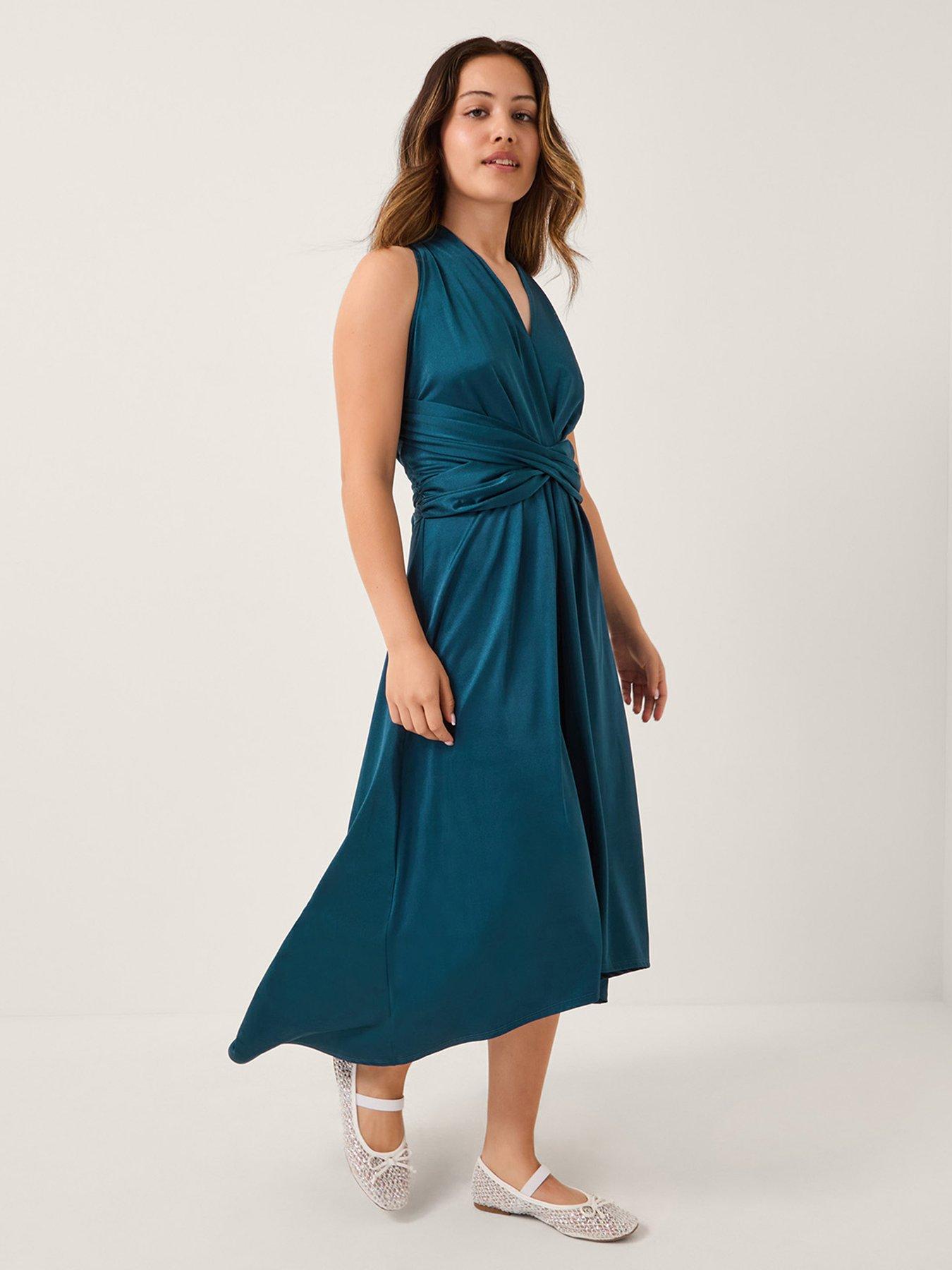 Monsoon Girls Tia Twist Front Prom Dress - Green