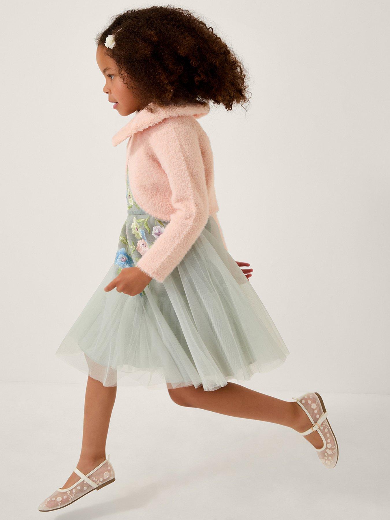 Monsoon Girls Fluffy Detachable Cardigan - Pink