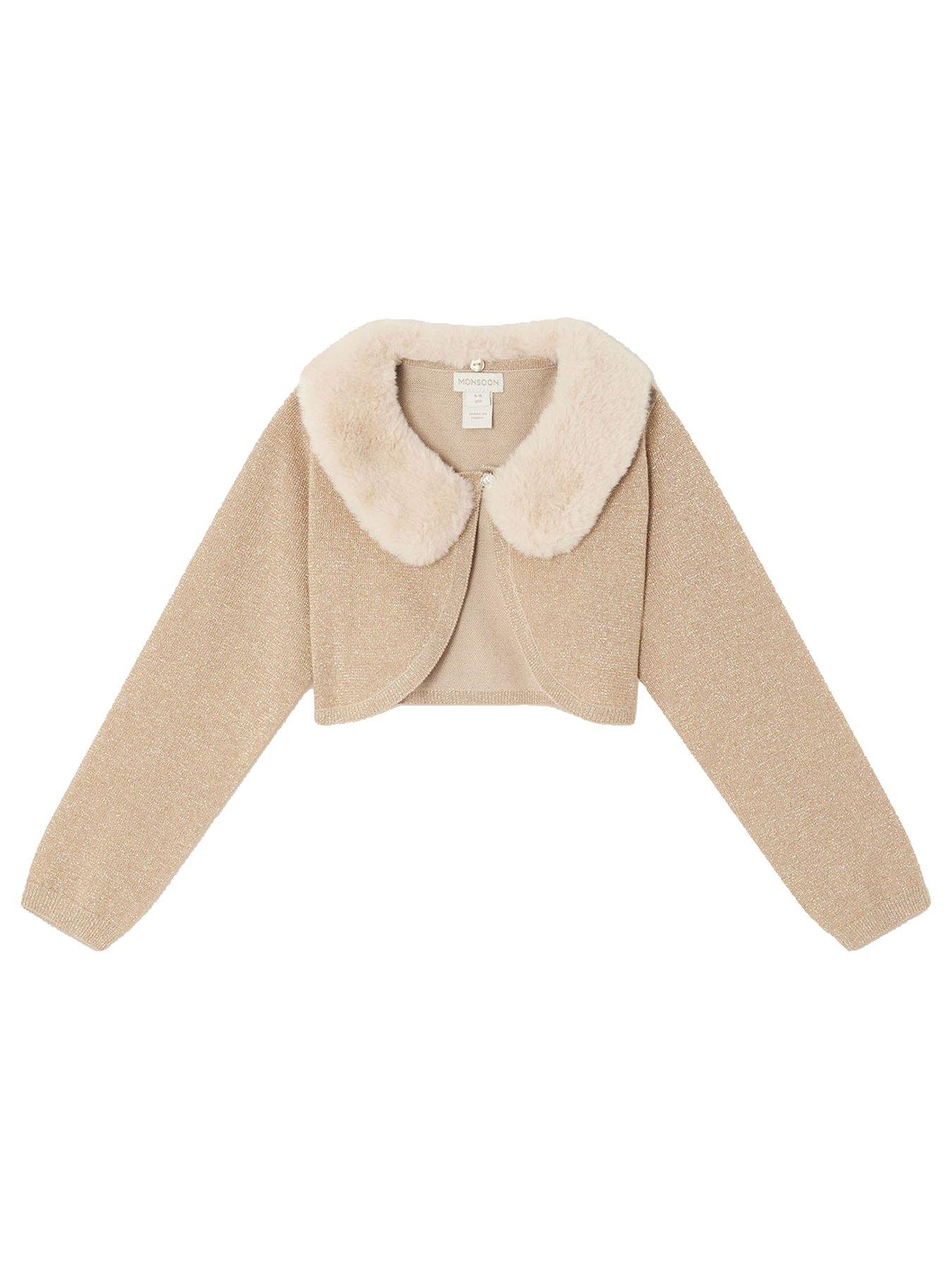 Monsoon Girls Fluffy Detachable Cardigan - Gold