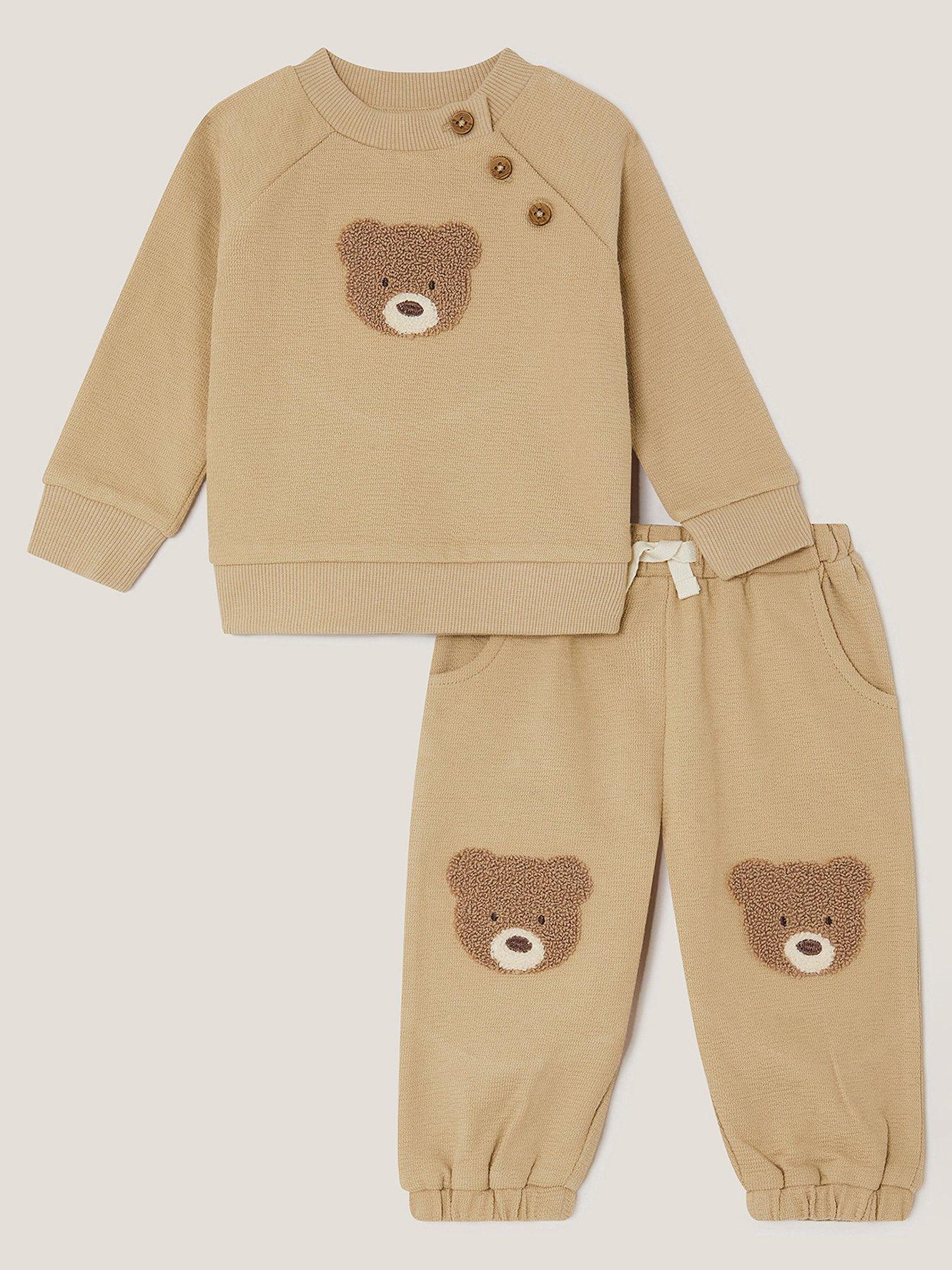 Monsoon Baby Boys Benny Bear Sweat Set - Brown
