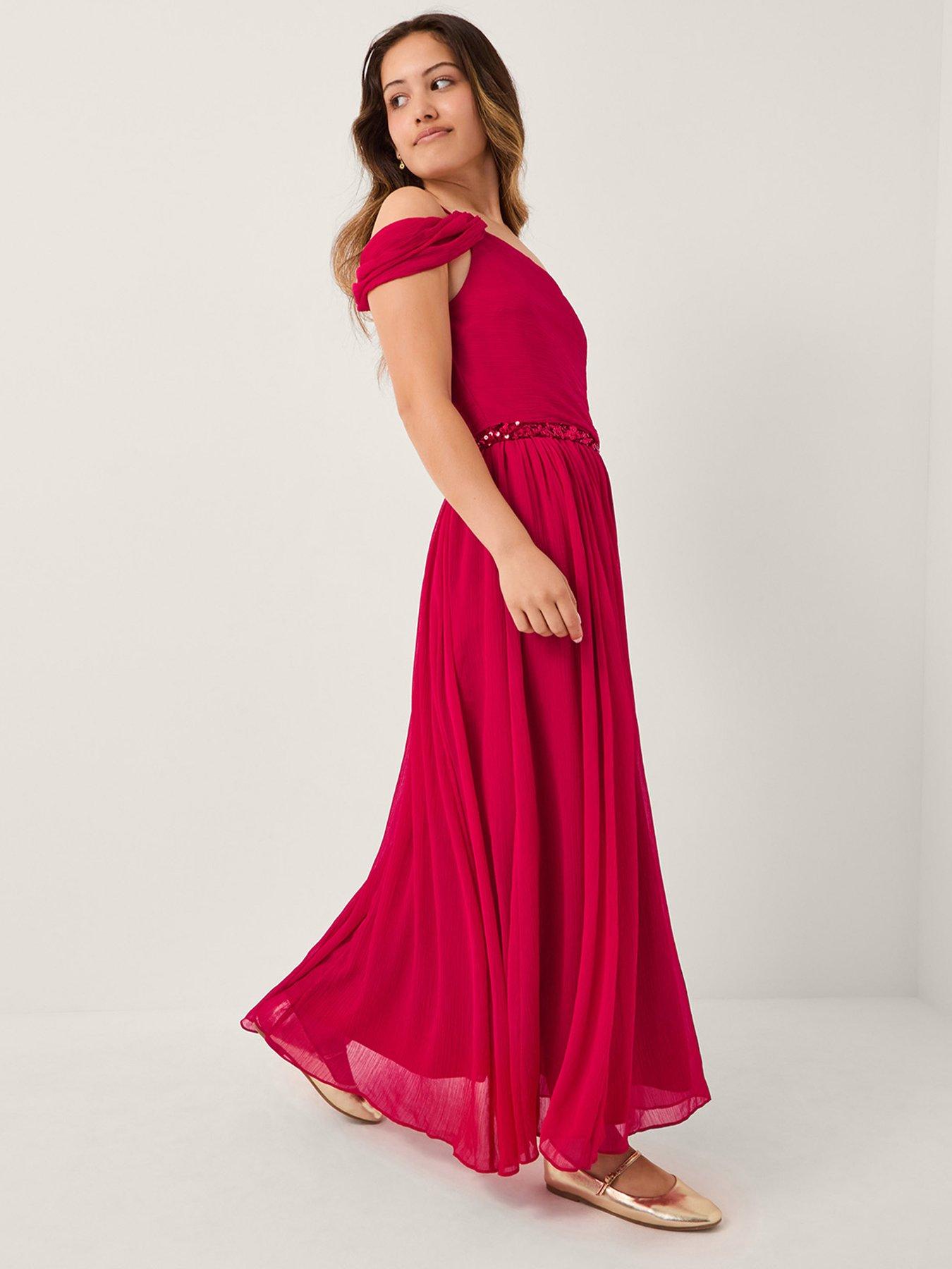 Monsoon Girls Sequin One Shoulder Texas Dress - Red