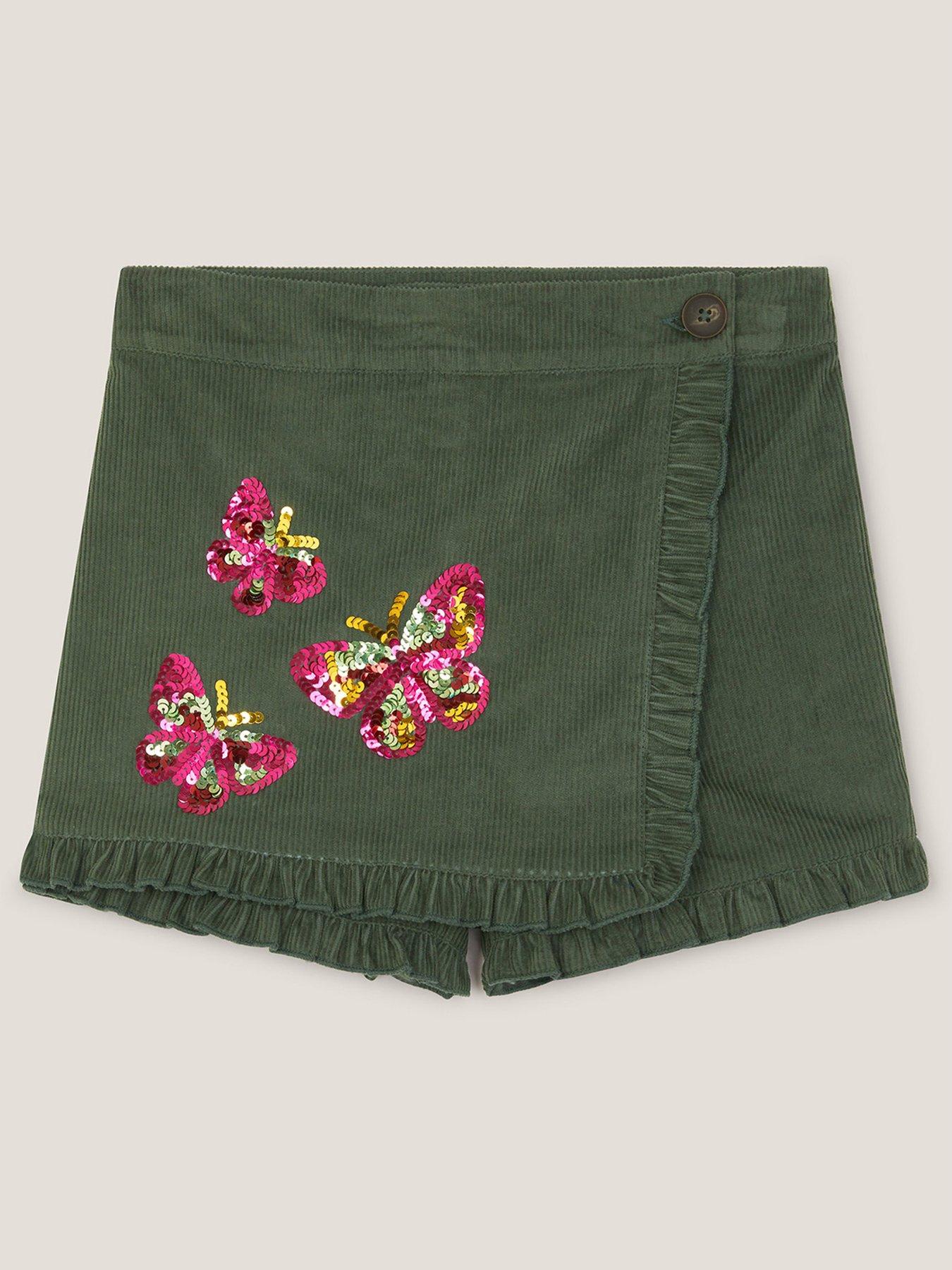 Monsoon Girls Butterfly Cord Sequin Skort - Green