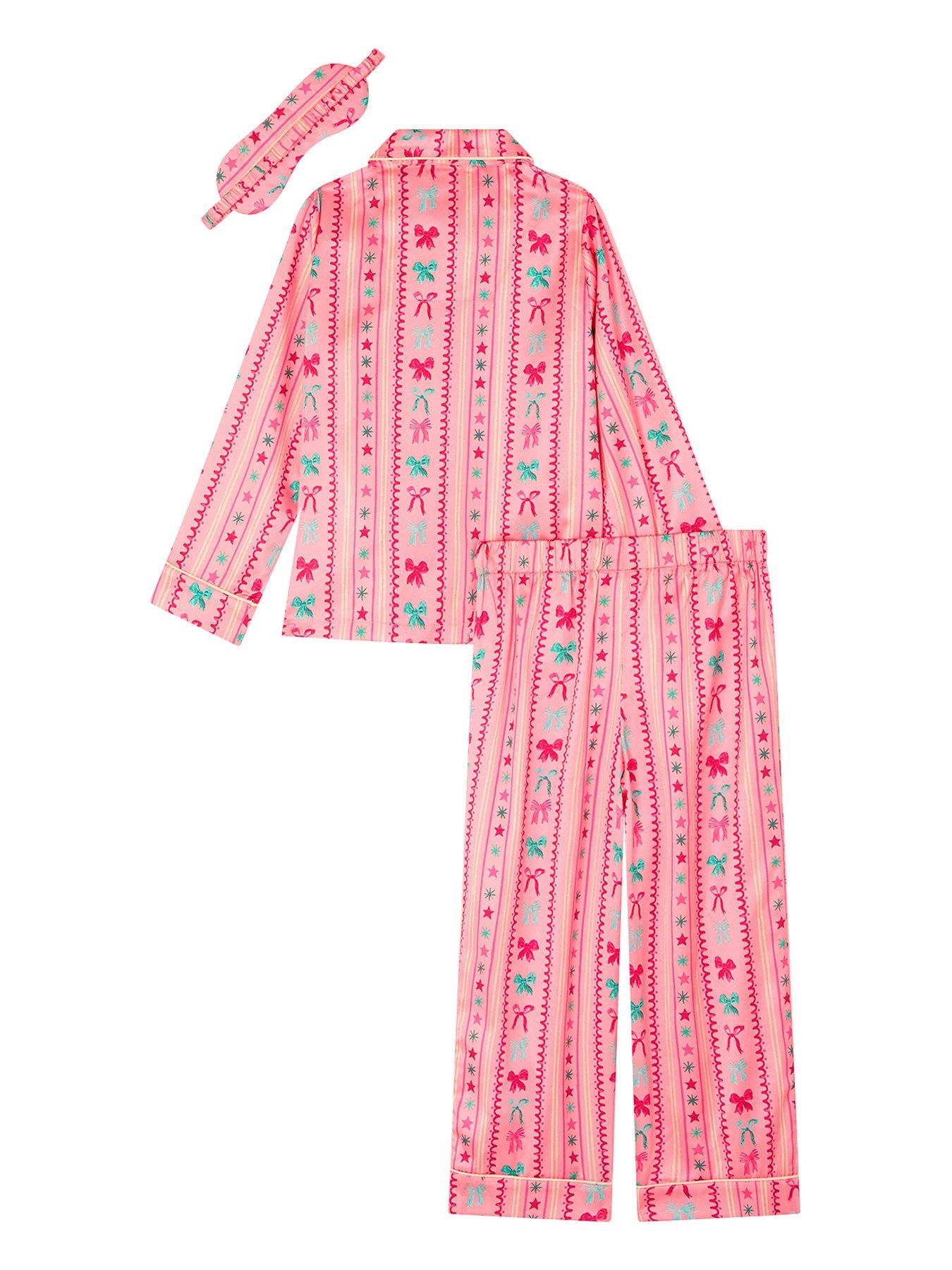 Image 3 of 4 of Monsoon Girls Satin Tillytoille Long Pyjamas - Pink