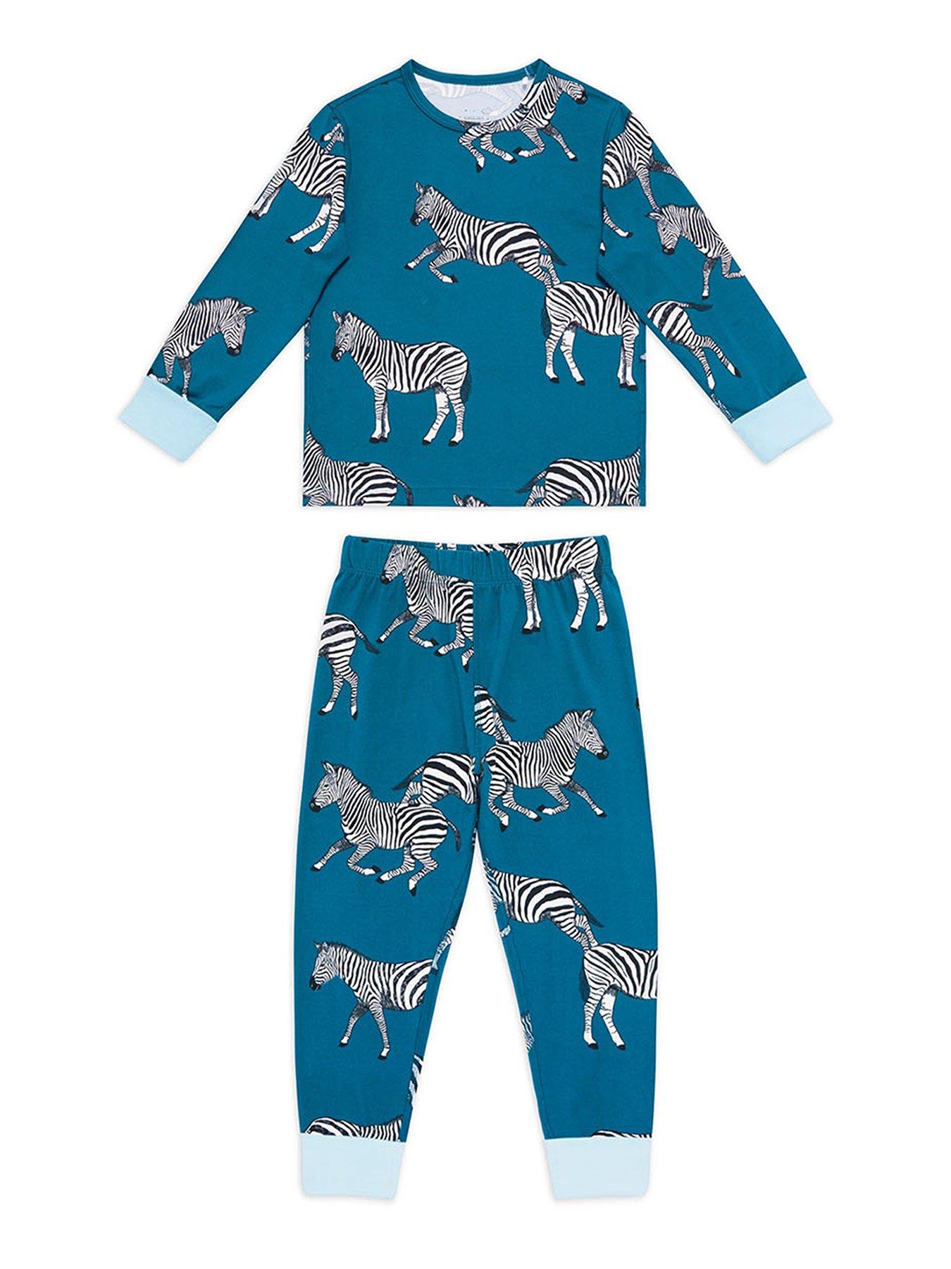chelsea-peers-unisex-kids-2-pack-argyle-bear-and-zebra-print-pyjamas-multiback