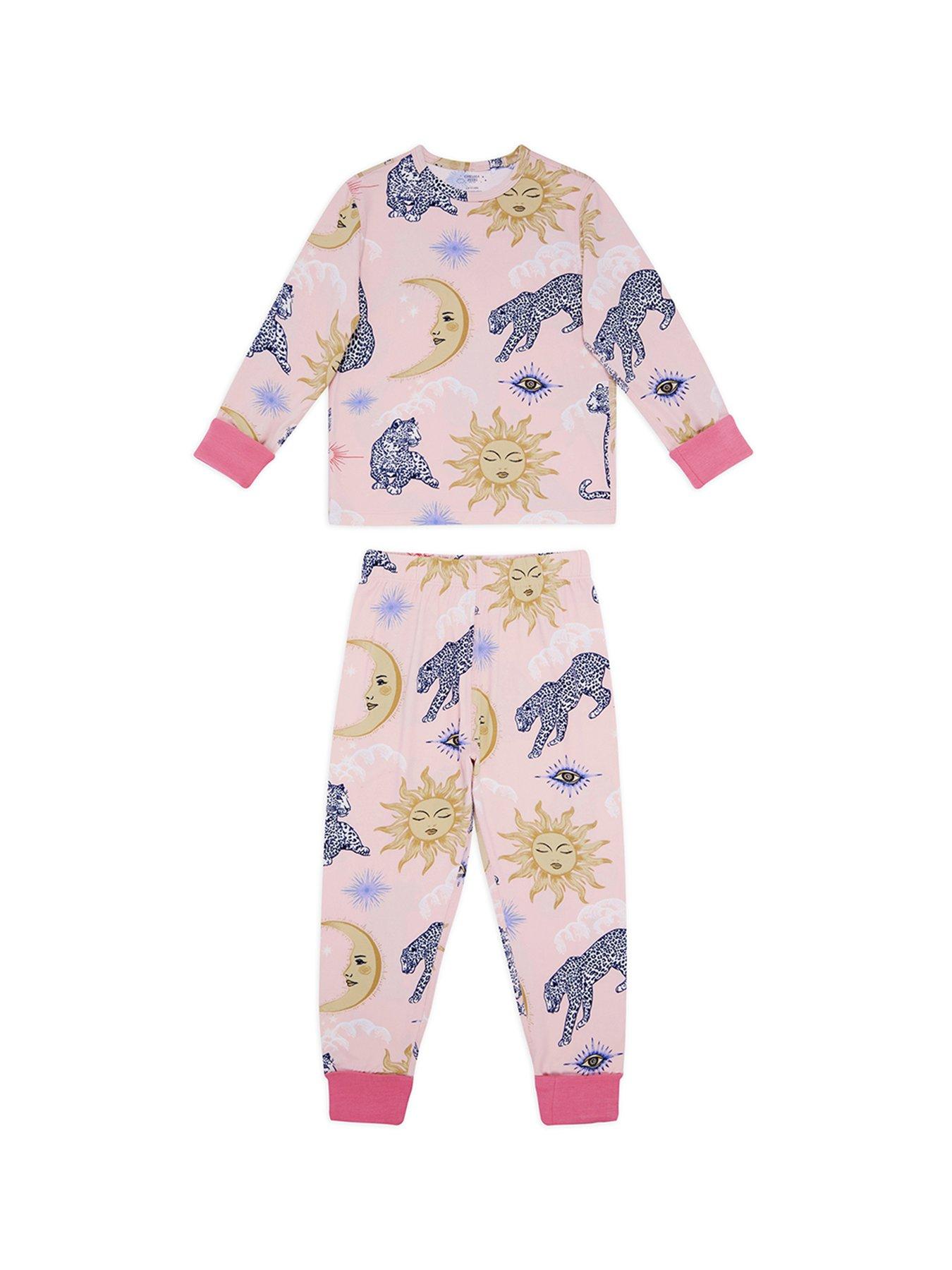CHELSEA PEERS Unisex Kids Celestial Leopard Print Pyjamas - Pink