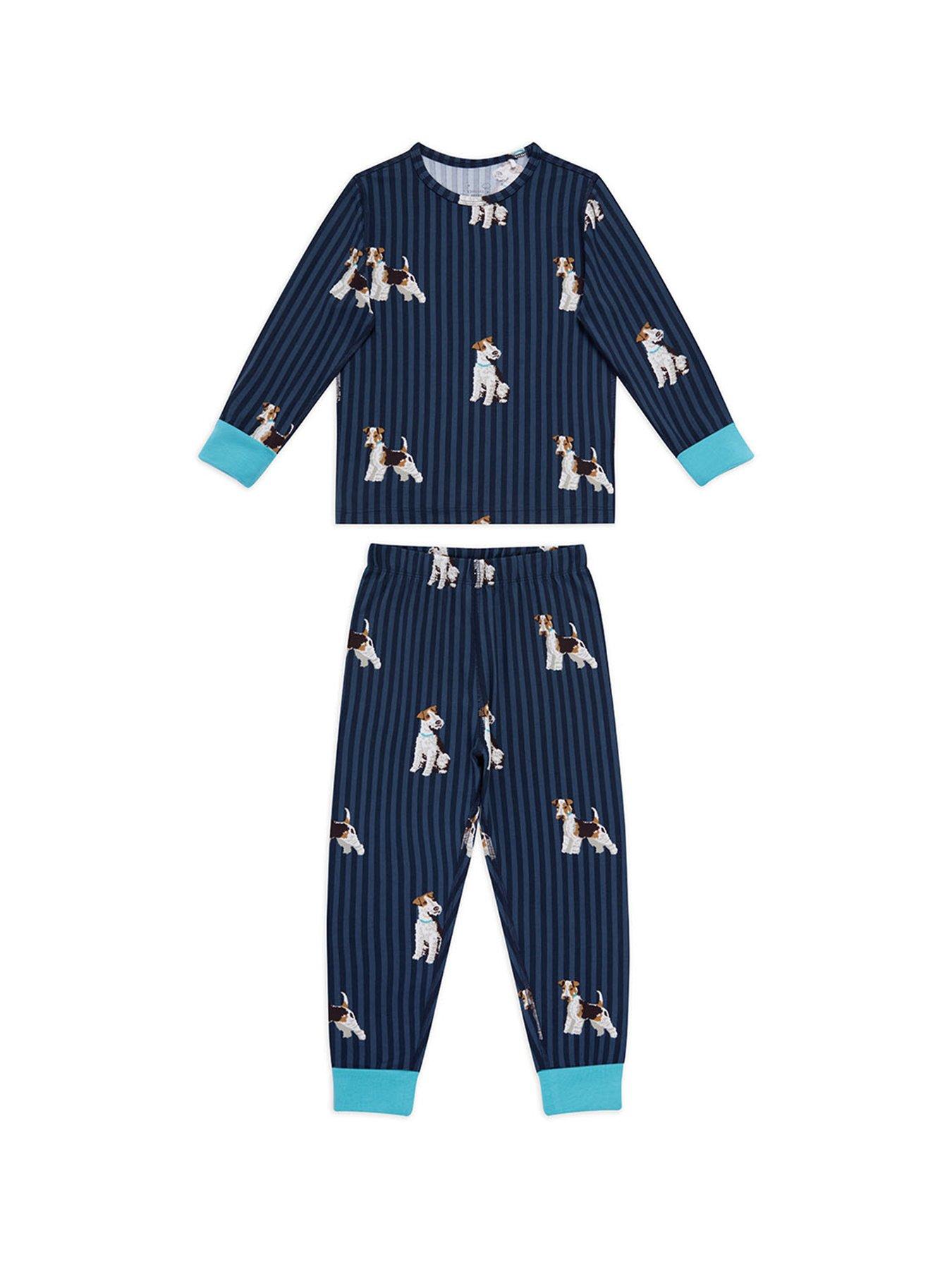 CHELSEA PEERS Unisex Kids Dog Print Pyjamas With Extendable Cuffs - Navy