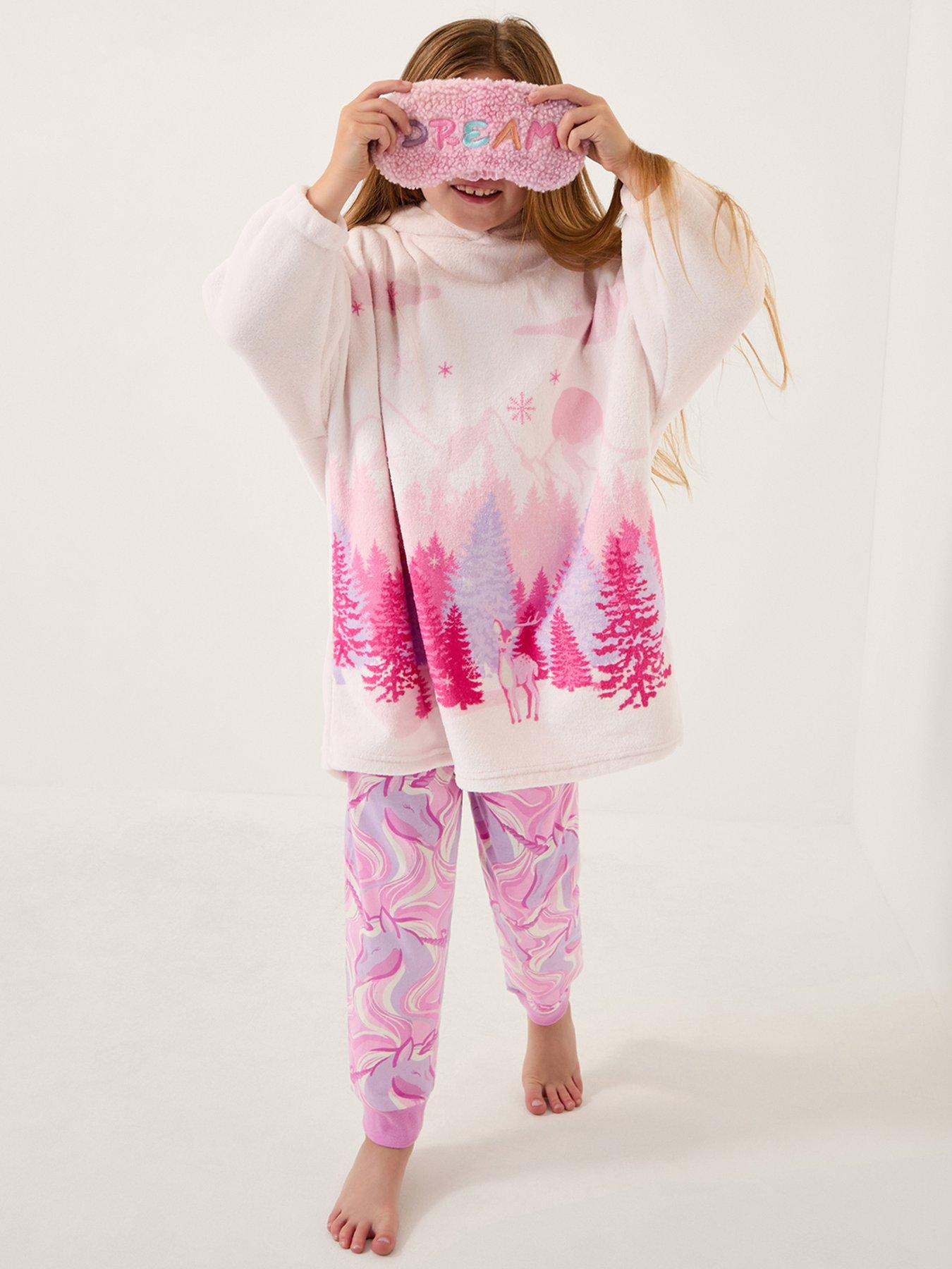 Monsoon Girls Border Scene Overhead Fleece Hoodie - Pink