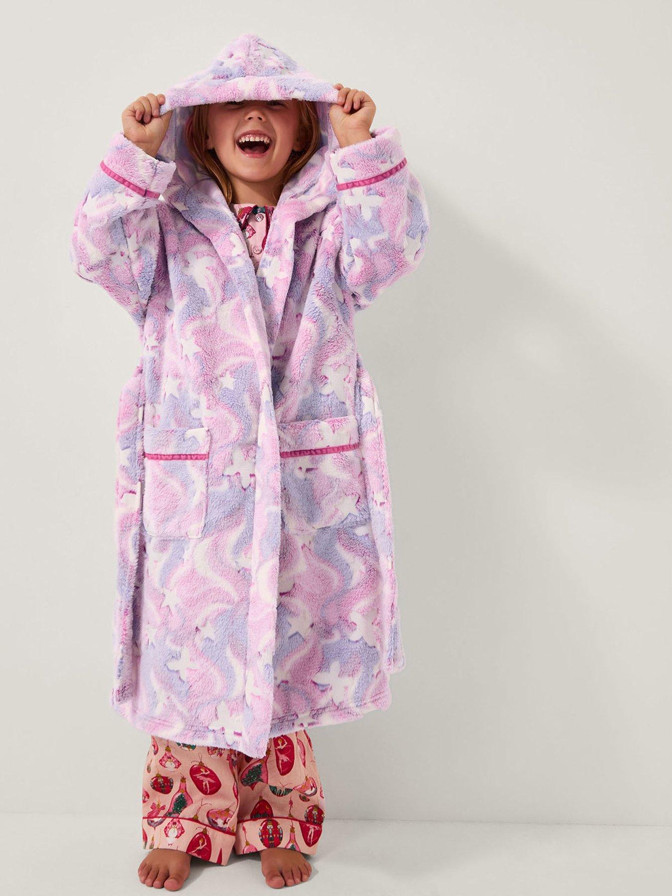 Monsoon Girls Glow In The Dark Unicorn Fleece Robe - Pink
