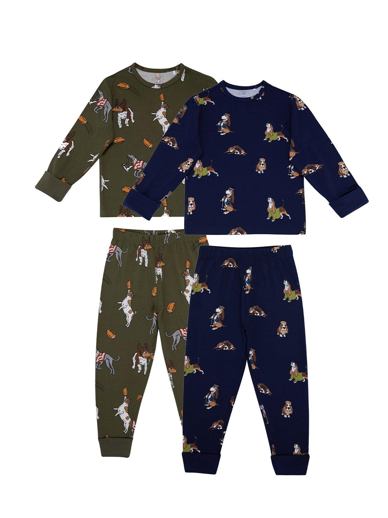 chelsea-peers-unisex-kids-2-pack-rugby-dogs-print-pyjamas-multifront