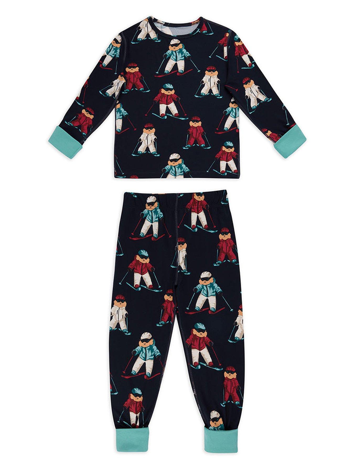 CHELSEA PEERS Unisex Kids Skiing Dog Print Pyjamas - Navy