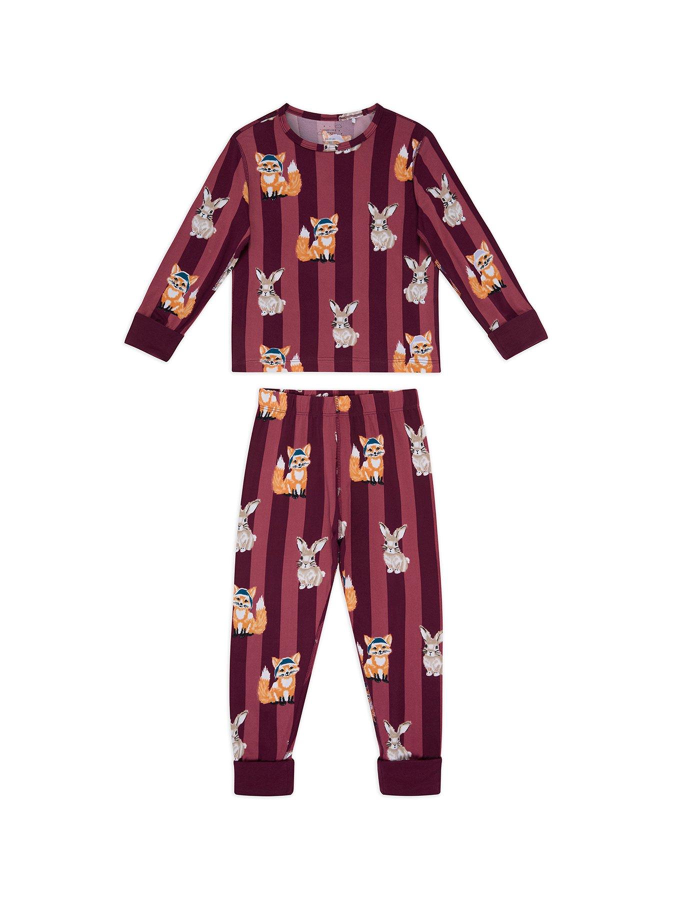 chelsea-peers-unisex-kids-animal-stripe-pyjamas-dark-red