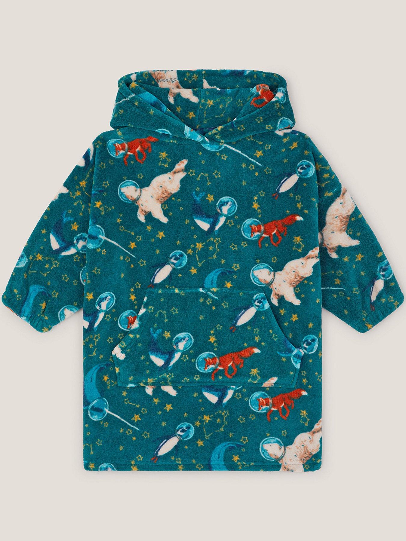 Monsoon Boys Space Print Overhead Fleece Hoodie - Green