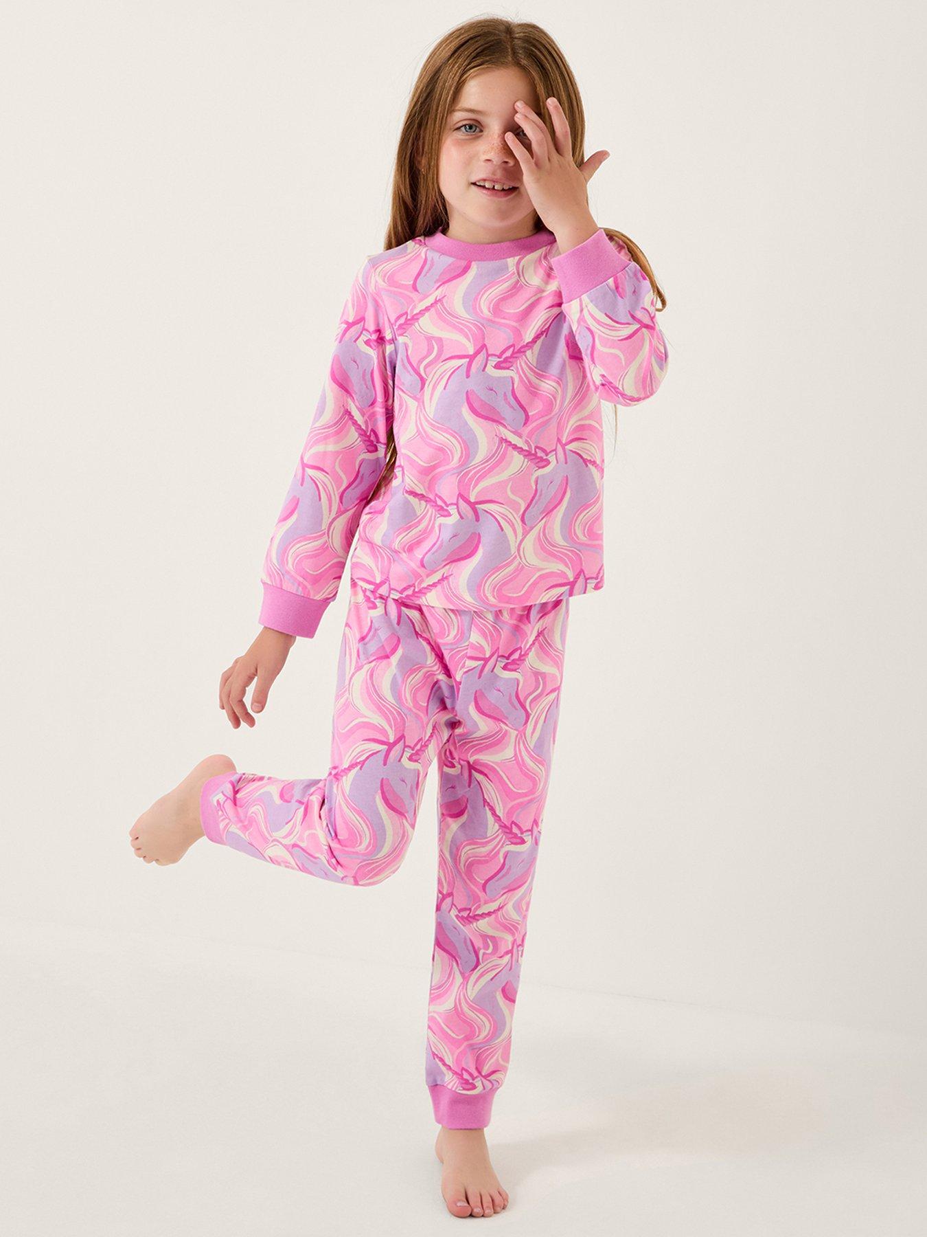 Monsoon Girls Jersey Dreamy Unicorn Printed Pyjamas - Pink