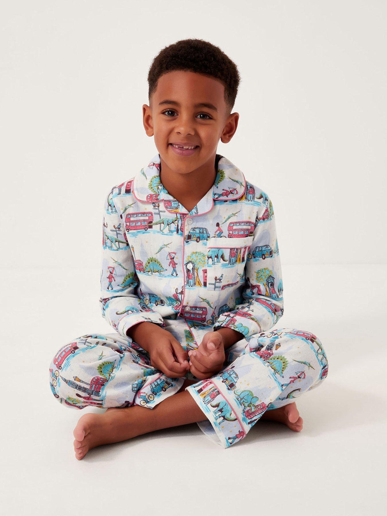 Monsoon Boys Woven London Print Pyjamas - Light Cream