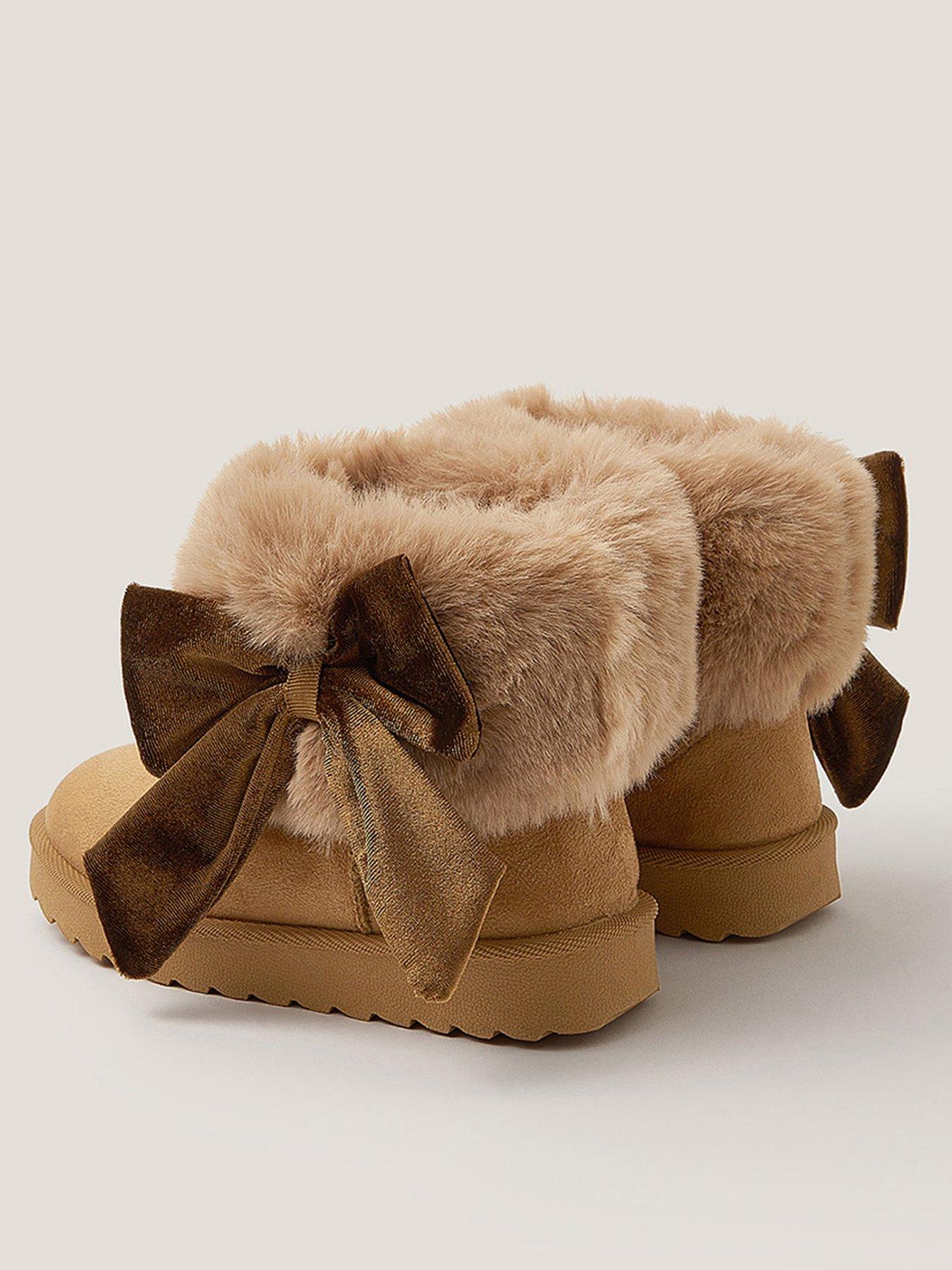 Image 3 of 3 of Monsoon Girls Bow Fluffy Boots - Brown