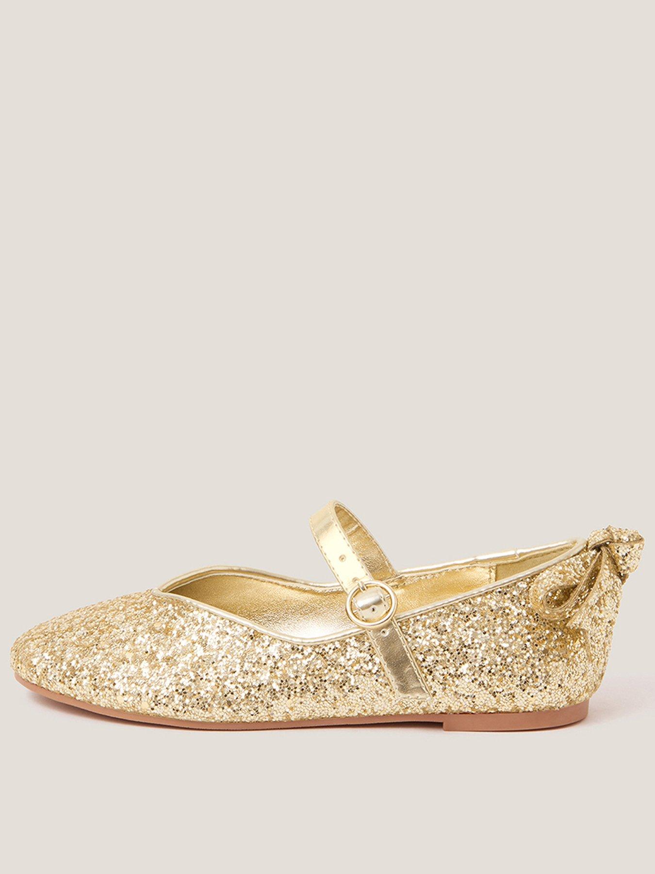 Monsoon Girls Sparkle Bow Ballerina Shoes - Gold