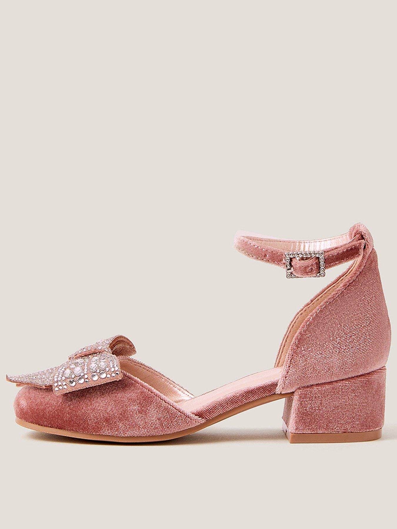 Monsoon Girls Velvet Heeled Shoes - Pink
