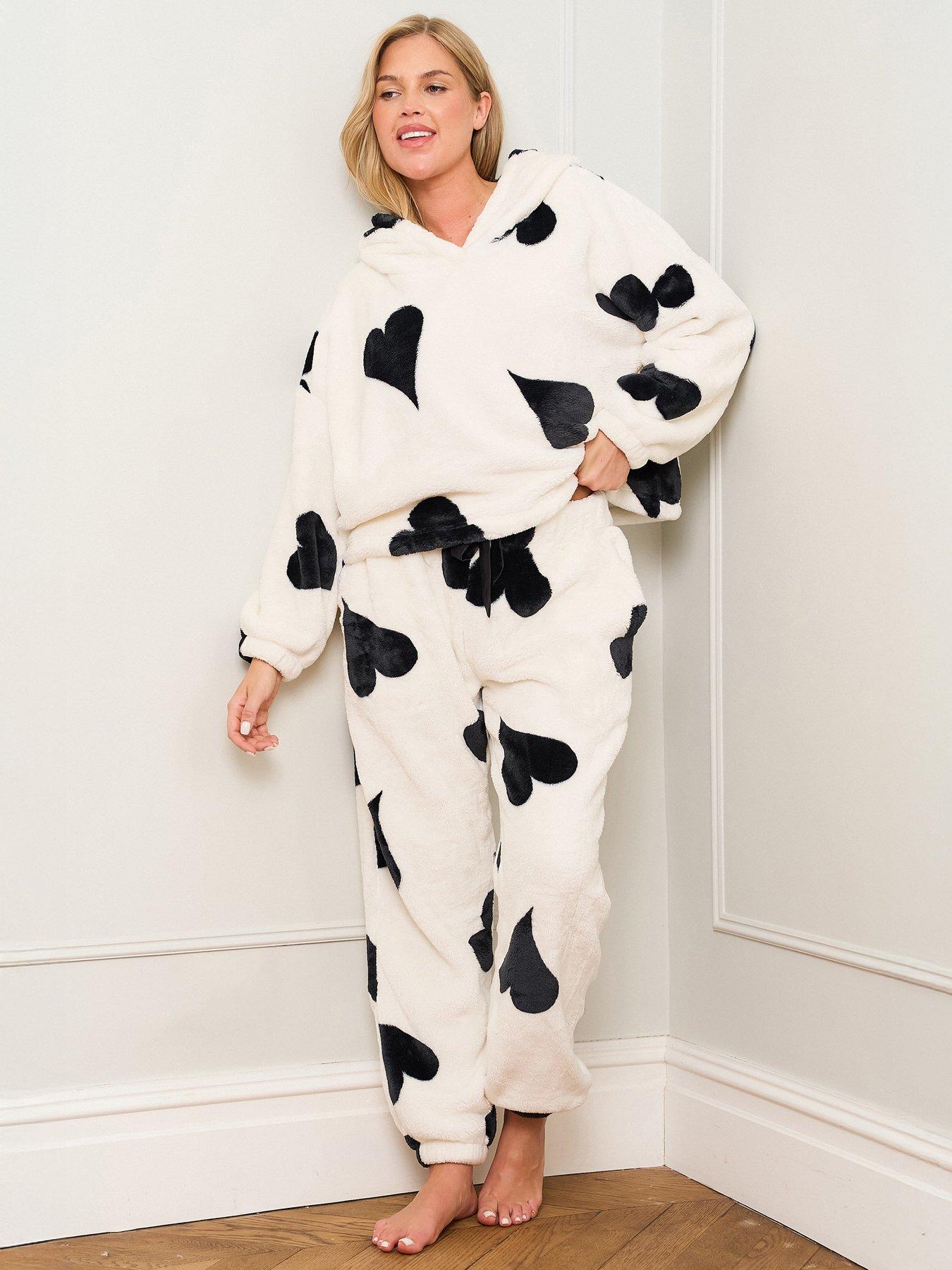 Jim Jam The Label Jim Jam The Label Large Heart Print Twosie - Black/cream