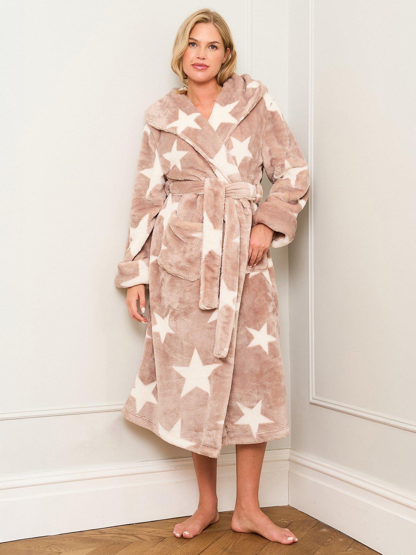 Jim Jam The Label Jim Jam The Label Mocha Star Print Dressing Gown - Mocha/white