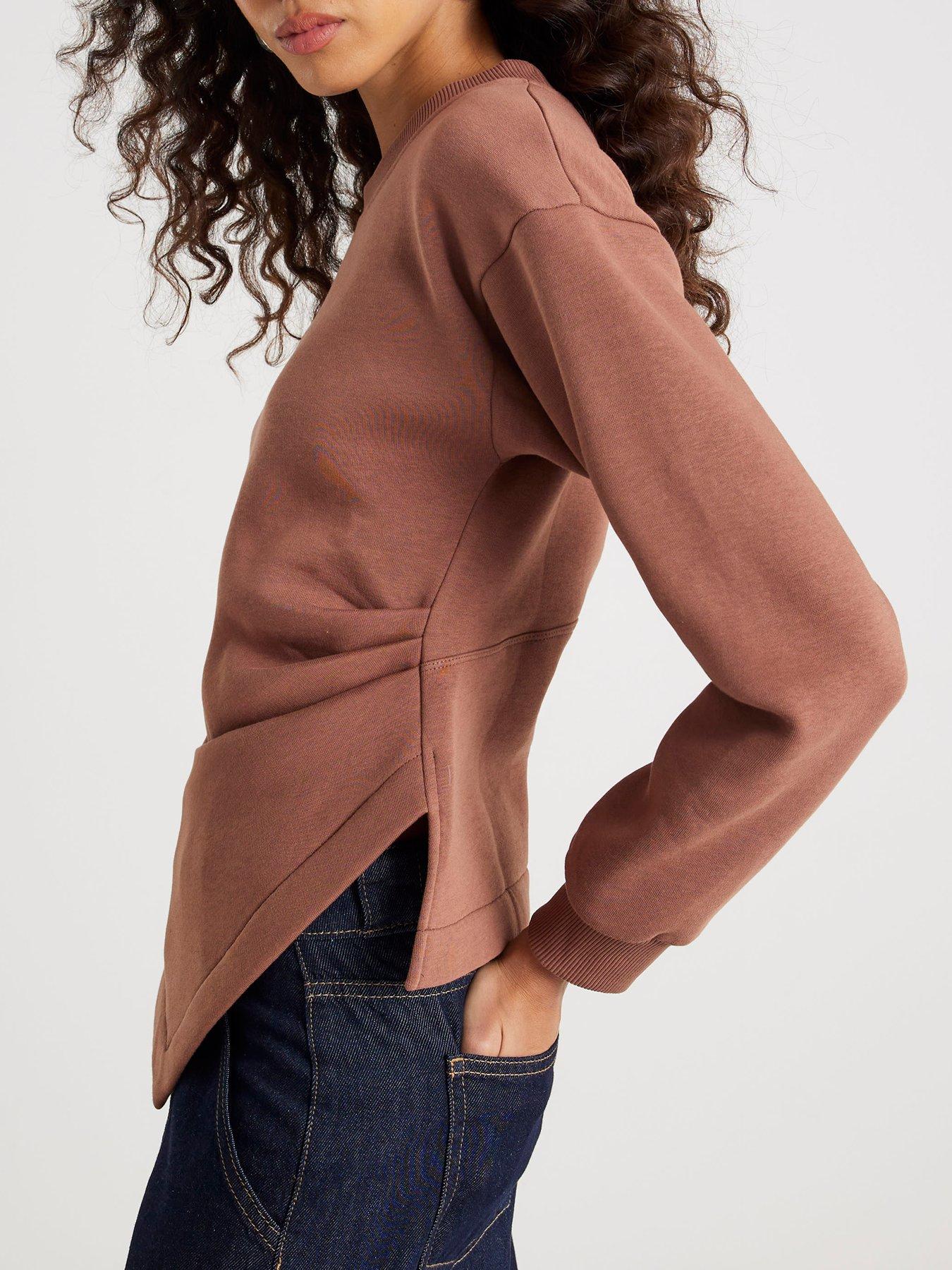 river-island-long-sleeve-drape-waisted-sweat-beigestillFront