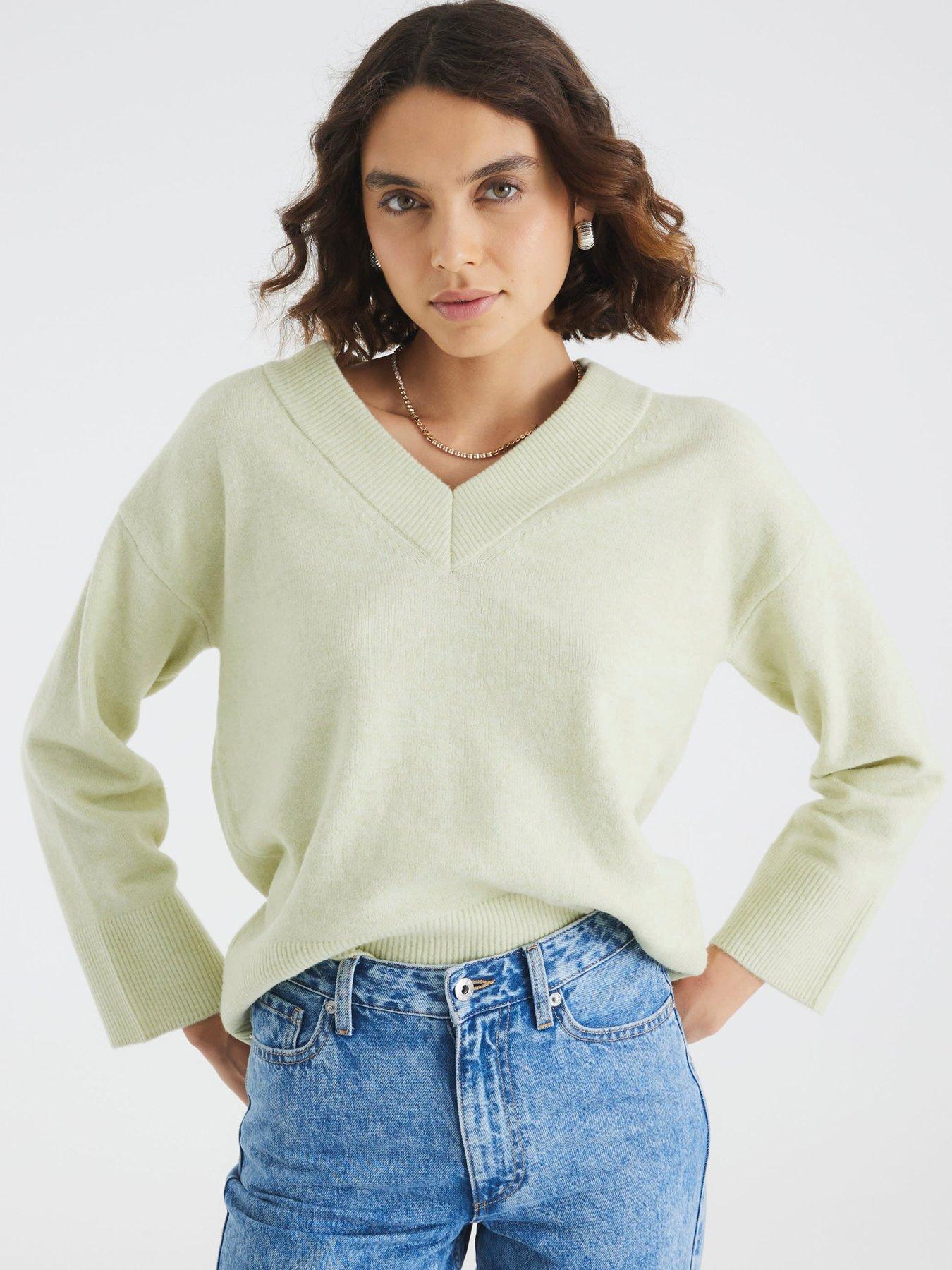 River Island V Neck Jumper - Green