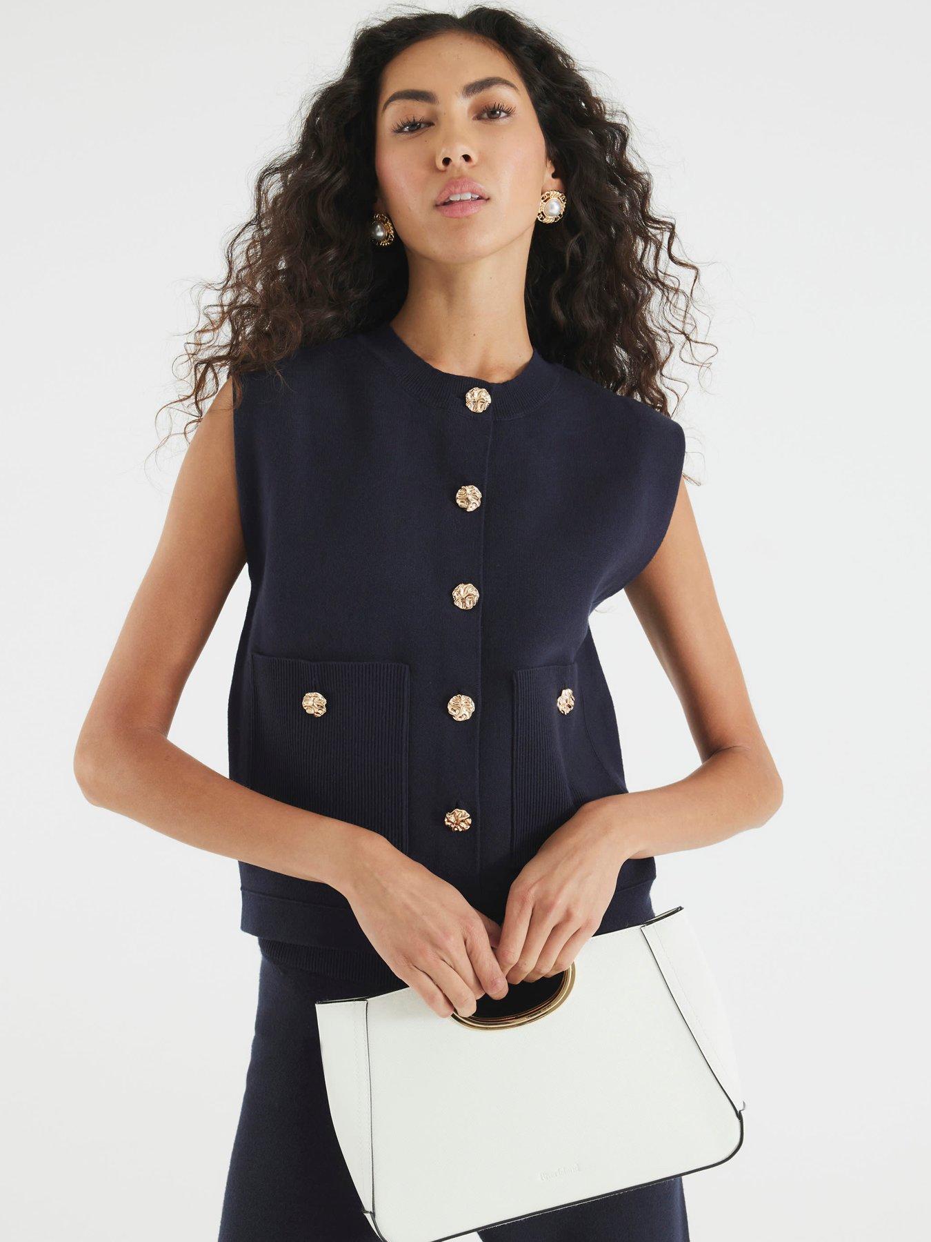 Image 1 of 4 of River Island Clean Waistcoat - Navy