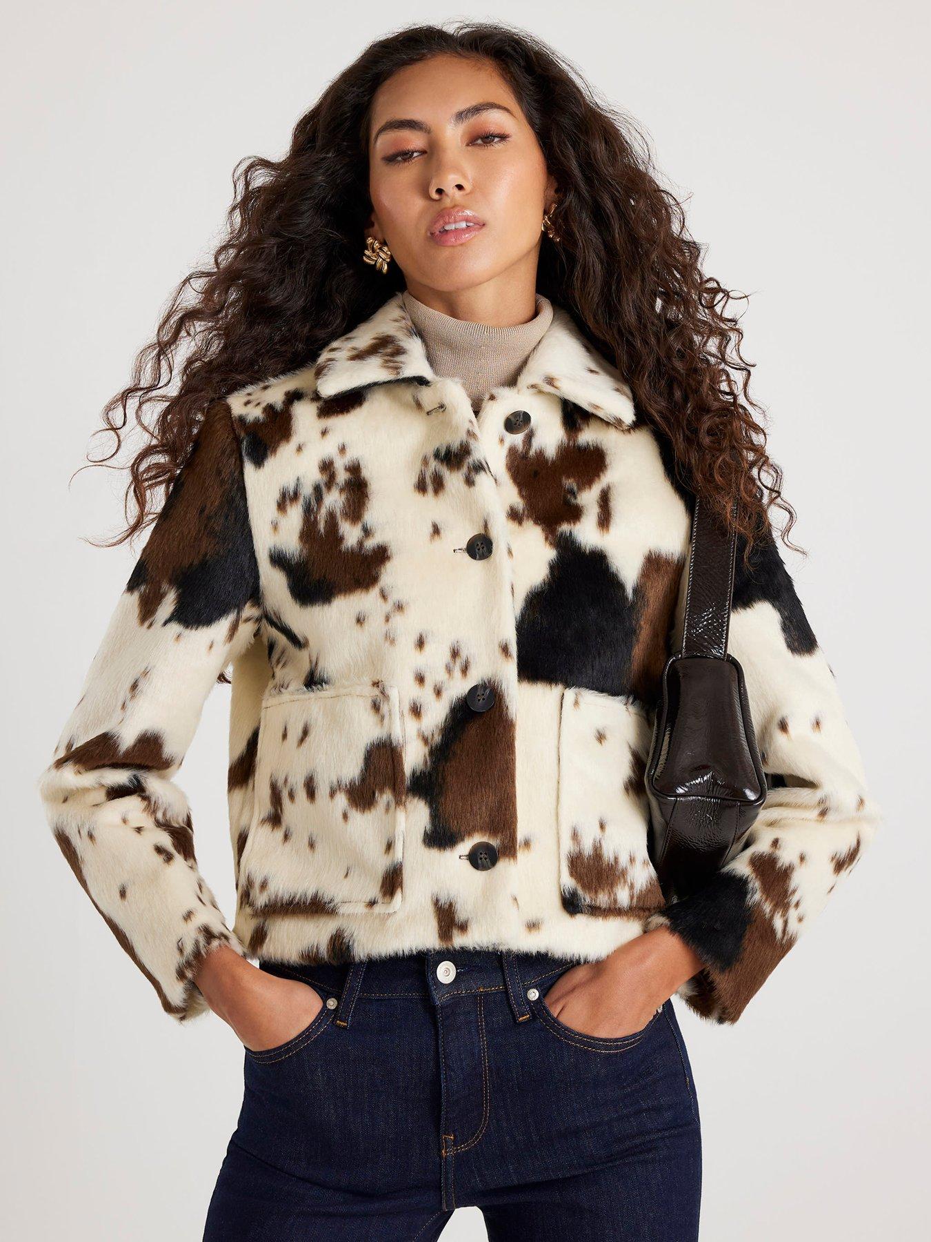 River Island Cow Print Short Jacket
