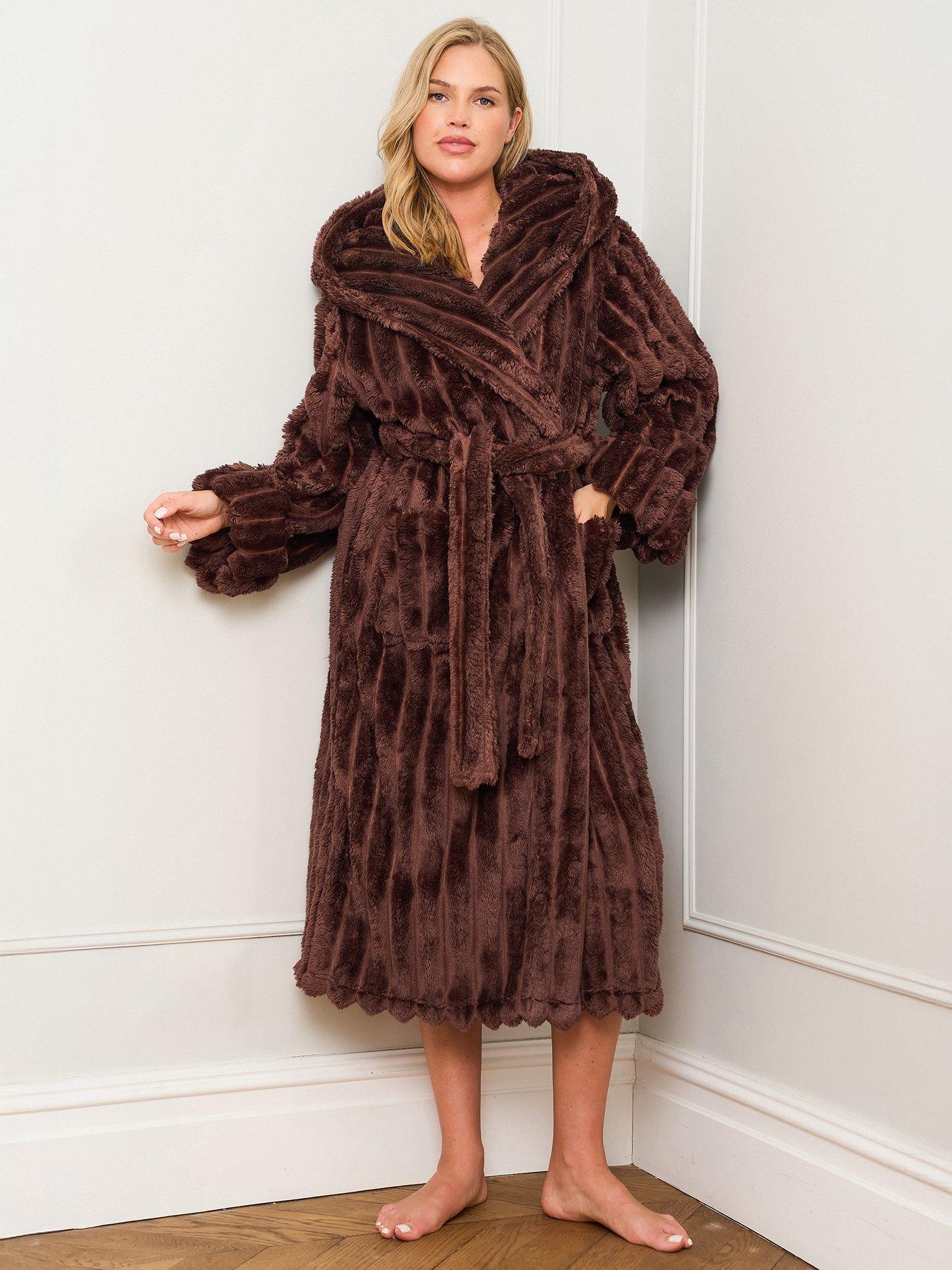 Jim Jam The Label Jim Jam The Label Chocolate Ribbed Dressing Gown - Chocolate
