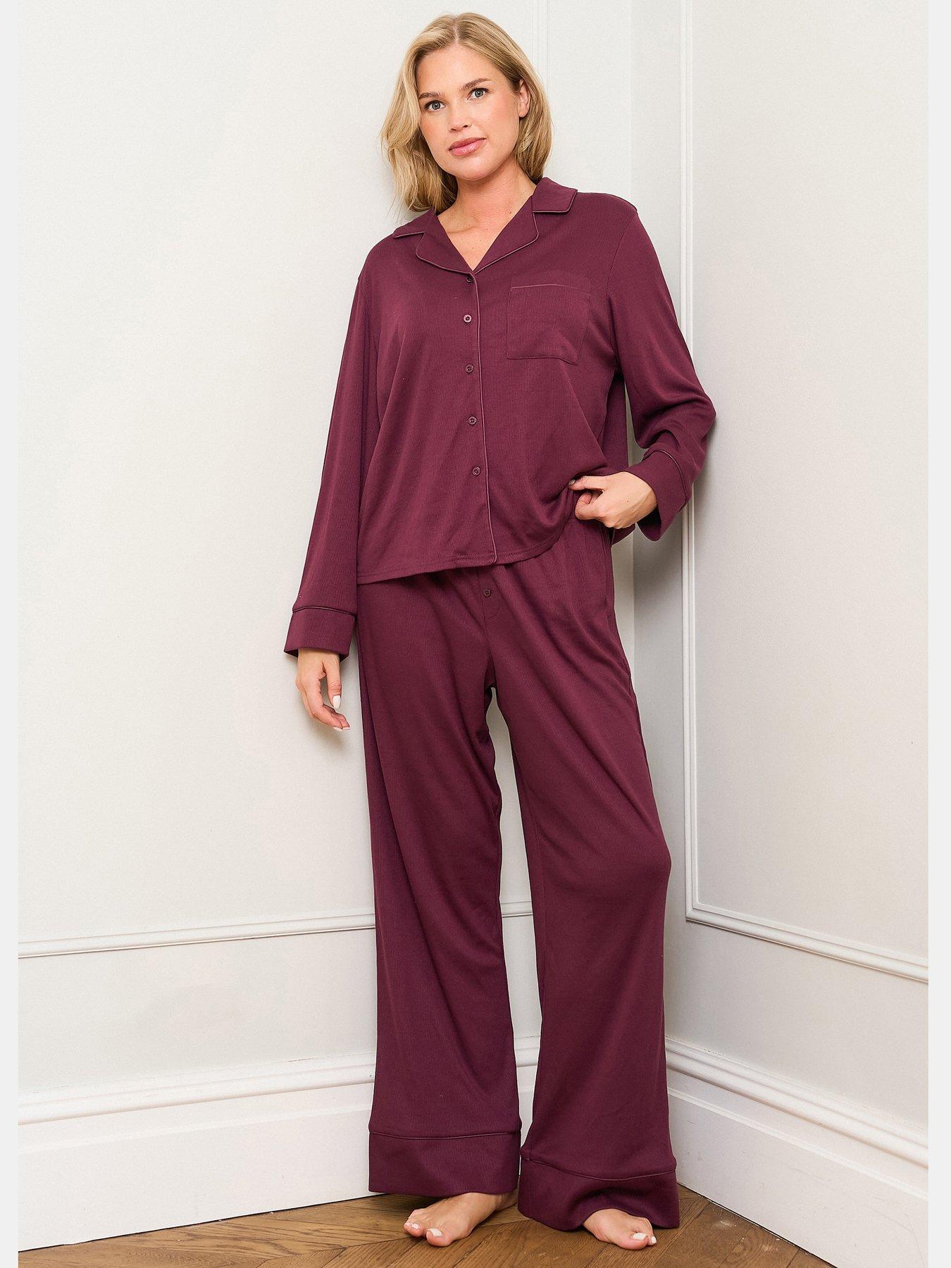 Jim Jam The Label Jim Jam The Label Burgundy Traditional Pyjama Set - Burgundy