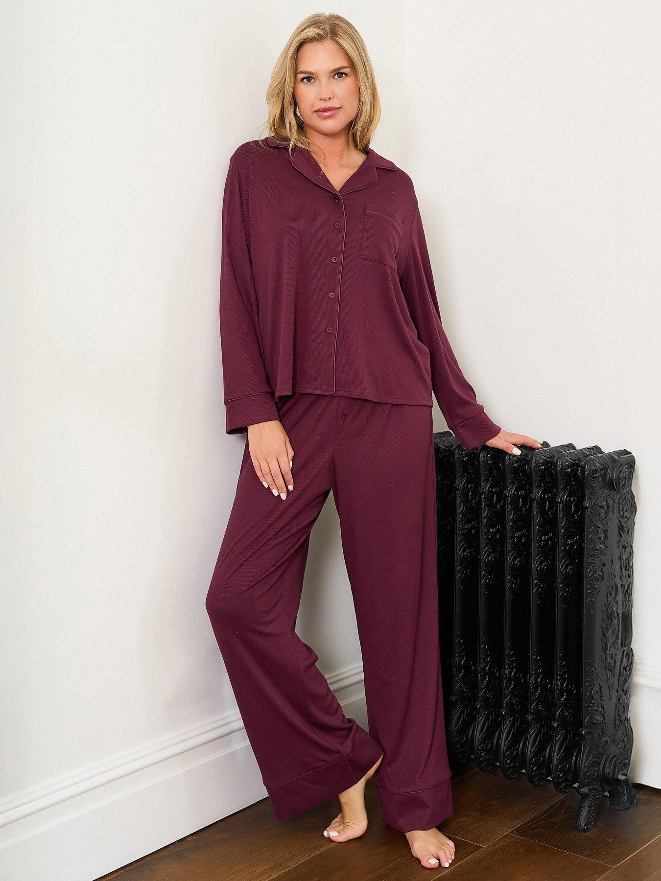 Image 5 of 5 of Jim Jam The Label Jim Jam The Label Burgundy Traditional Pyjama Set - Burgundy