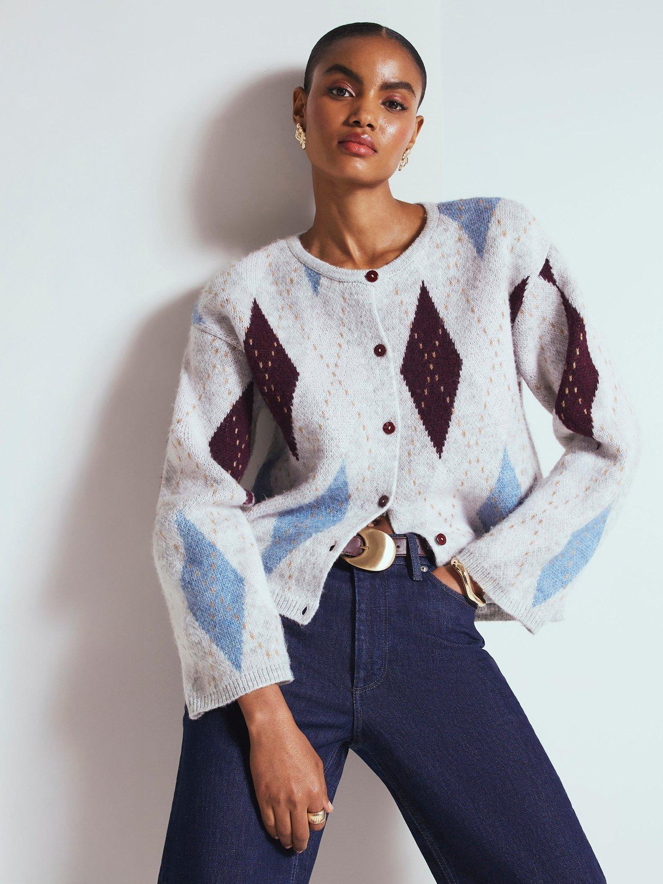 Image 1 of 4 of River Island Argyle Cardigan - Grey