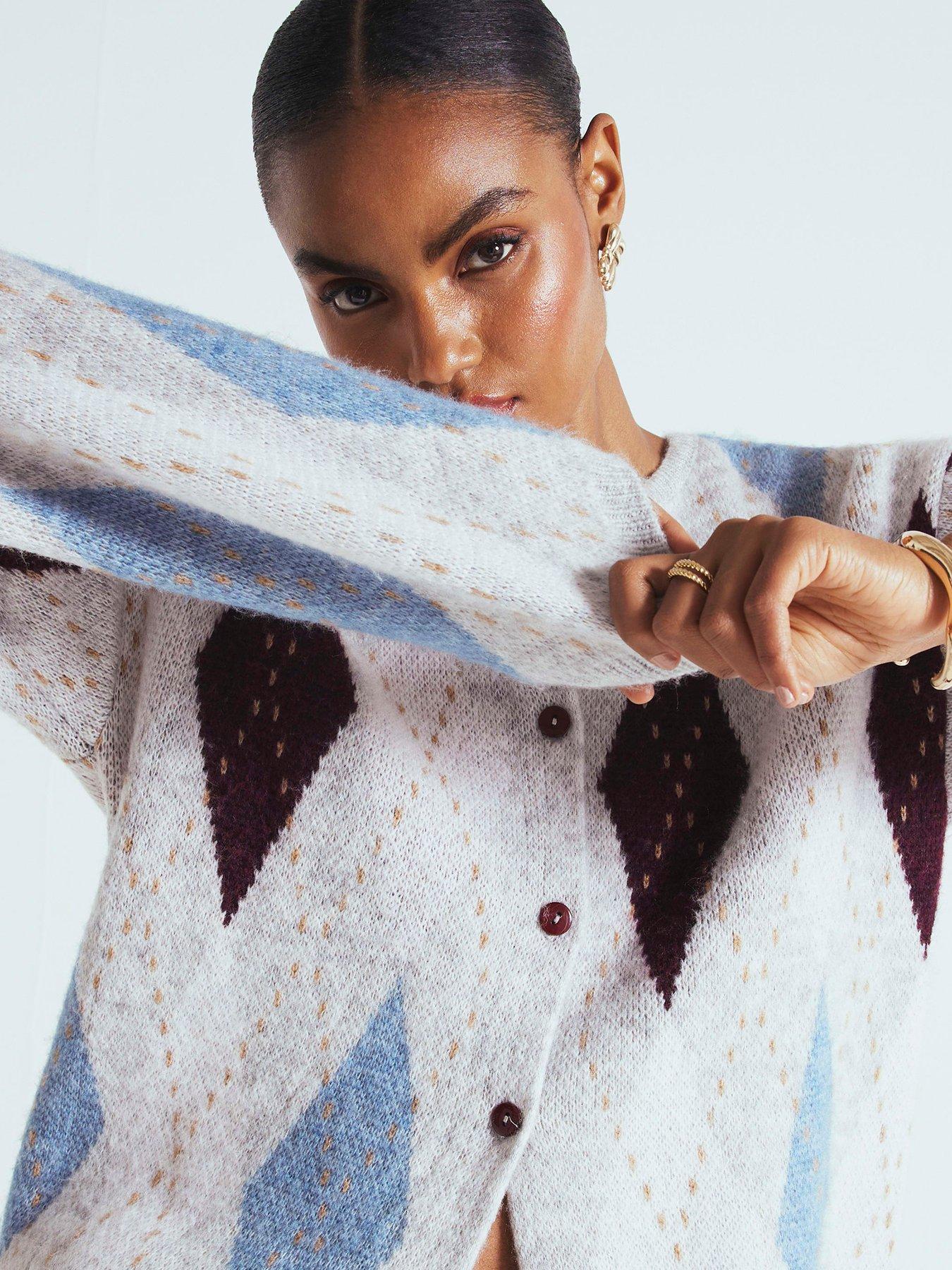 Image 4 of 4 of River Island Argyle Cardigan - Grey