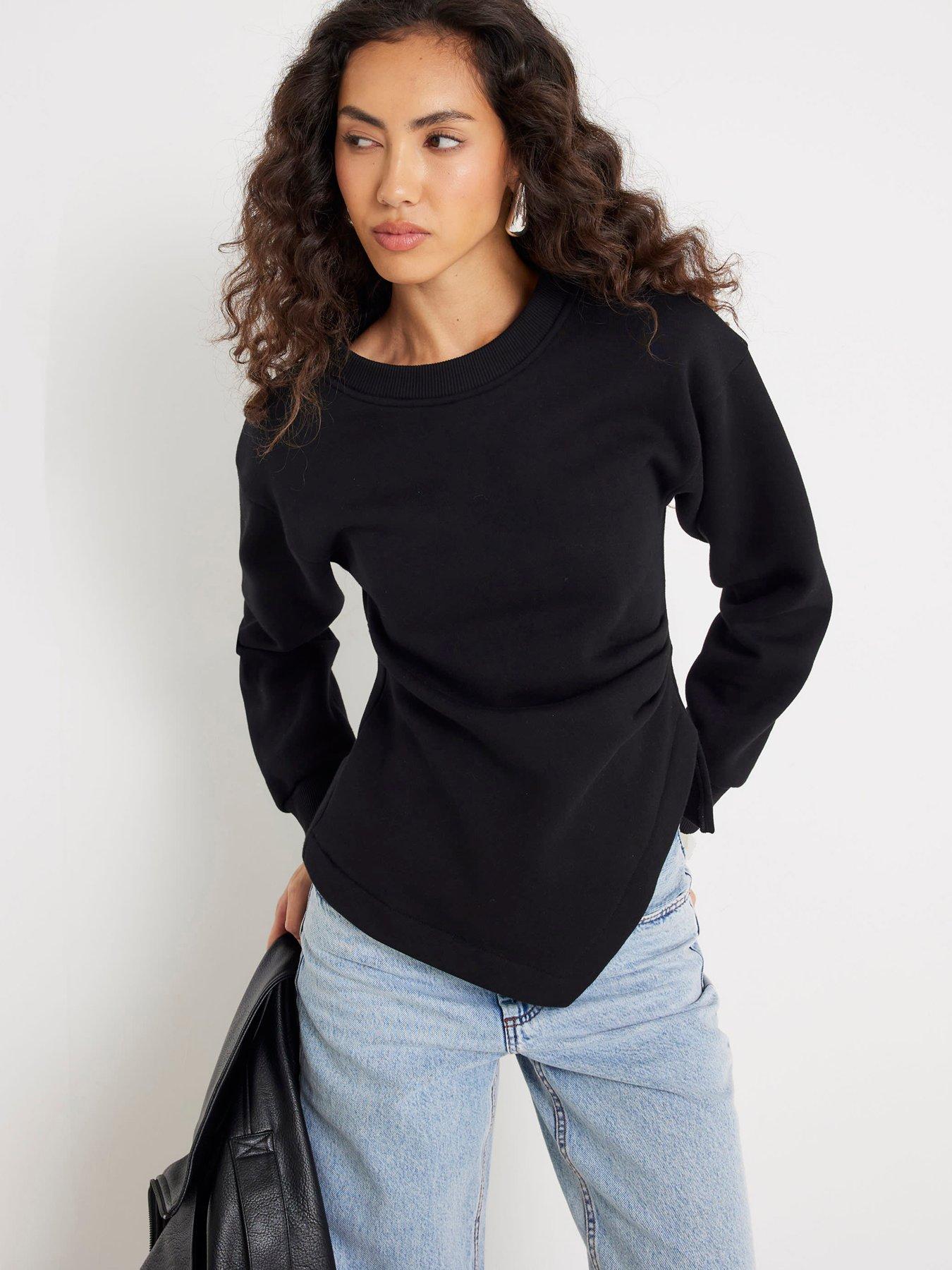 river-island-long-sleeve-drape-waisted-sweat-black