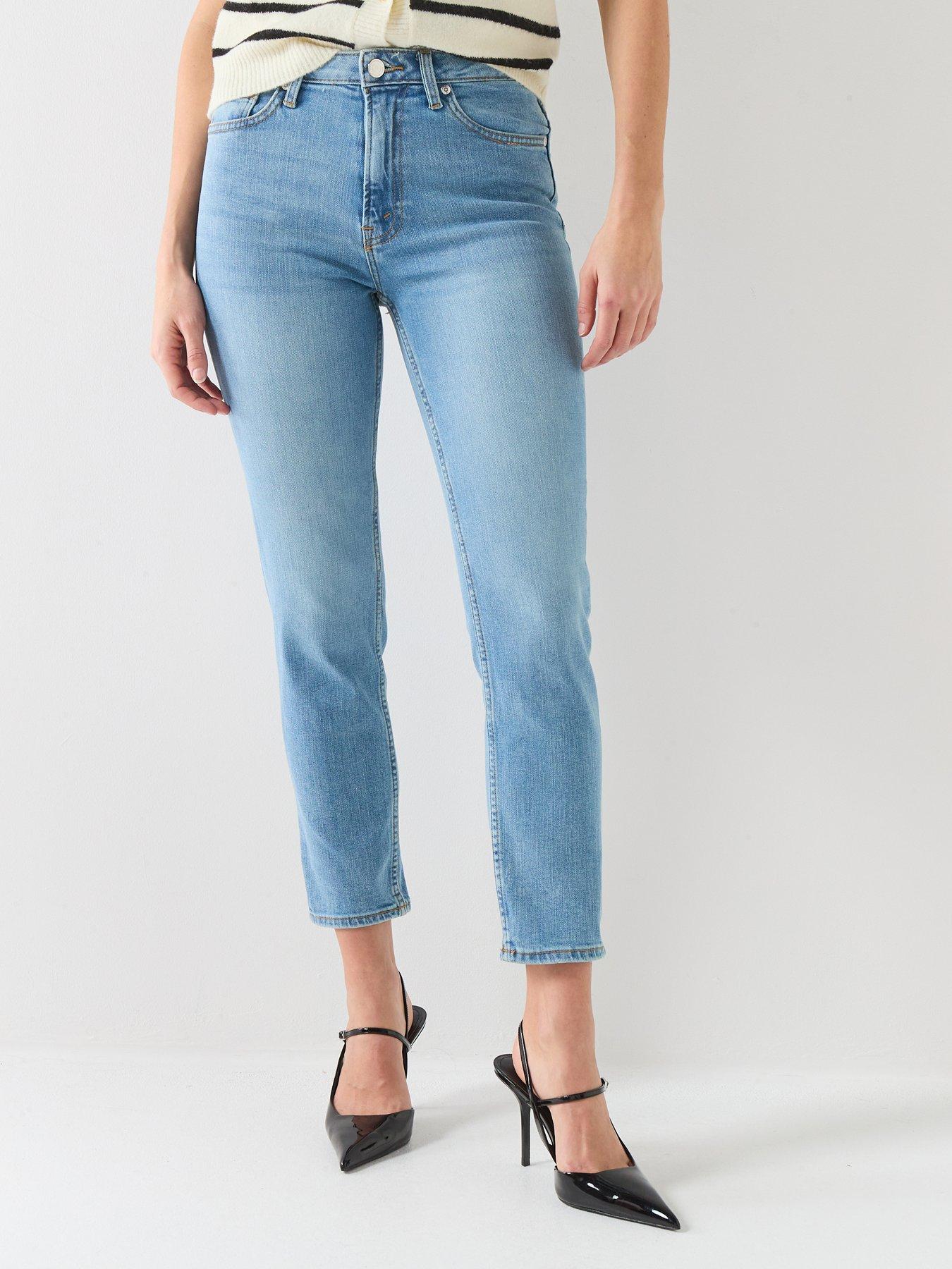 River Island High Rise Ankle Slim Leo Jeans - Blue