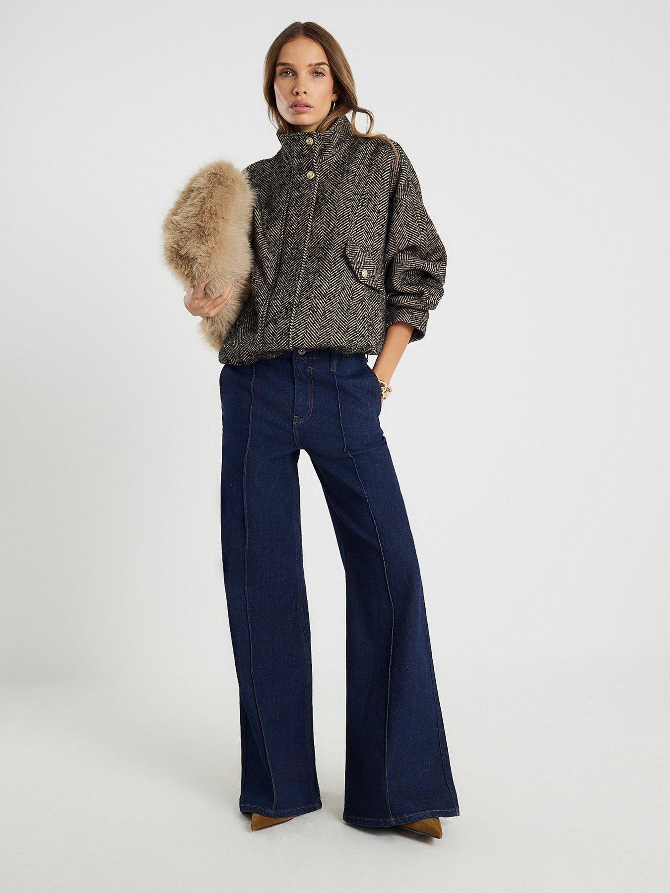 River Island Pin Seam Palazzo Jeans - Blue