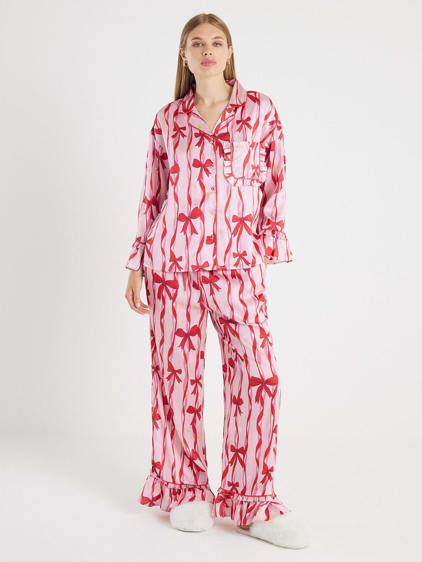 River Island Bow Pyjama Set - Pink