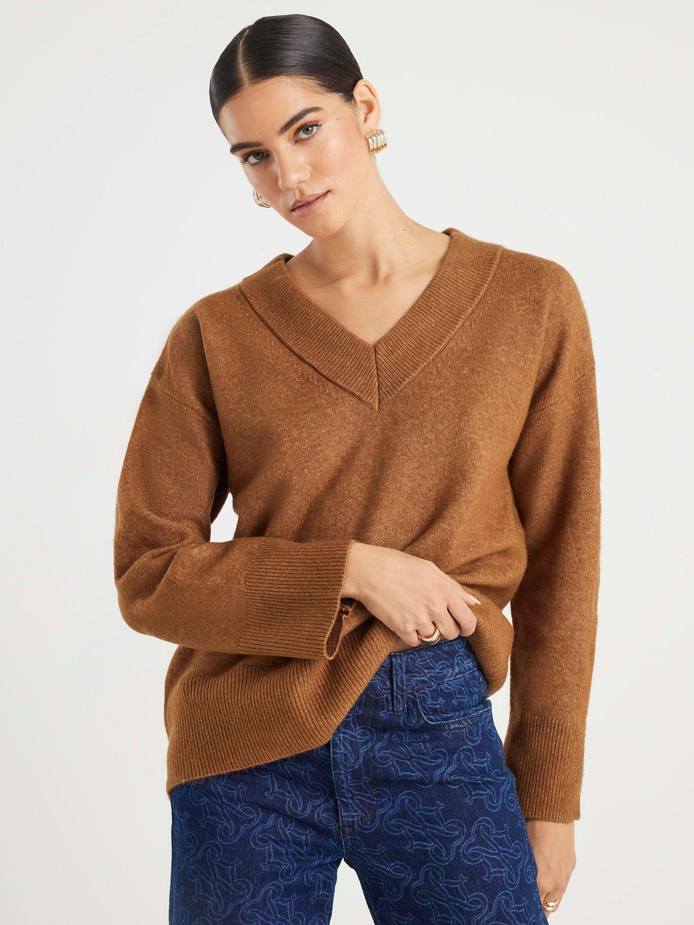 river-island-v-neck-jumper-brown