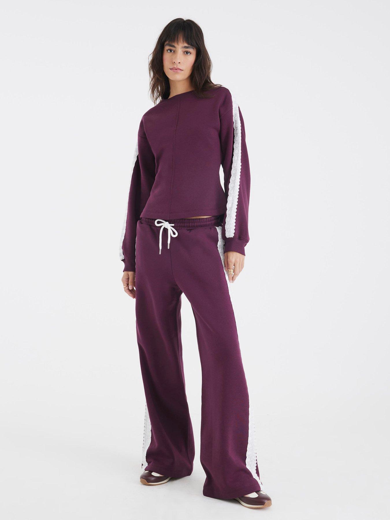 river-island-long-sleeve-lace-trim-cinched-sweat-redback